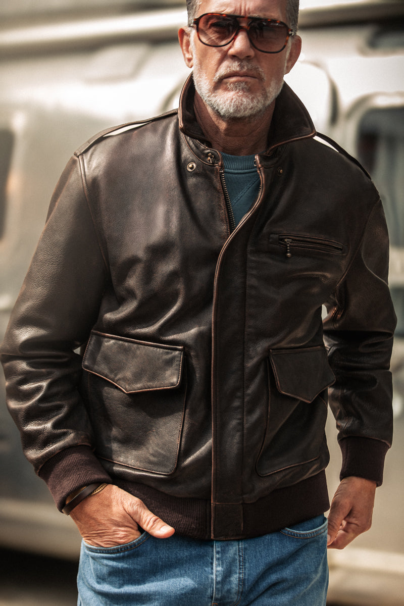 McQueen A2 Leather Jacket Brown