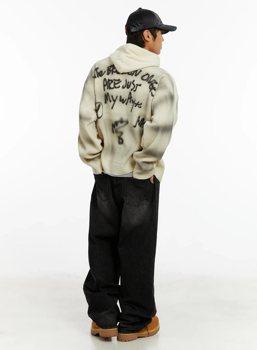Men's Black Washed Baggy Jeans ID524