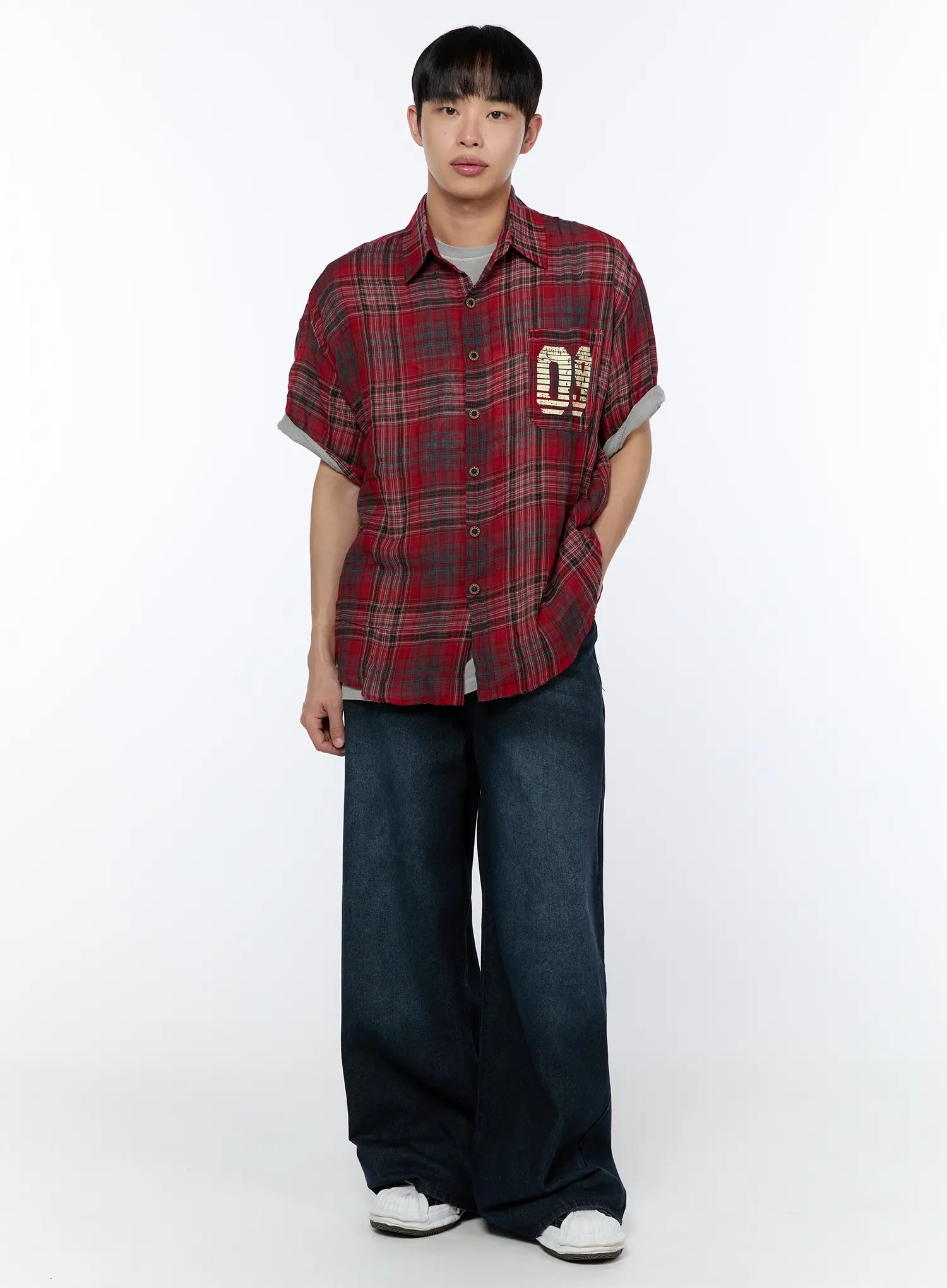 Men's Wide Leg Dark Washed Jeans IA520