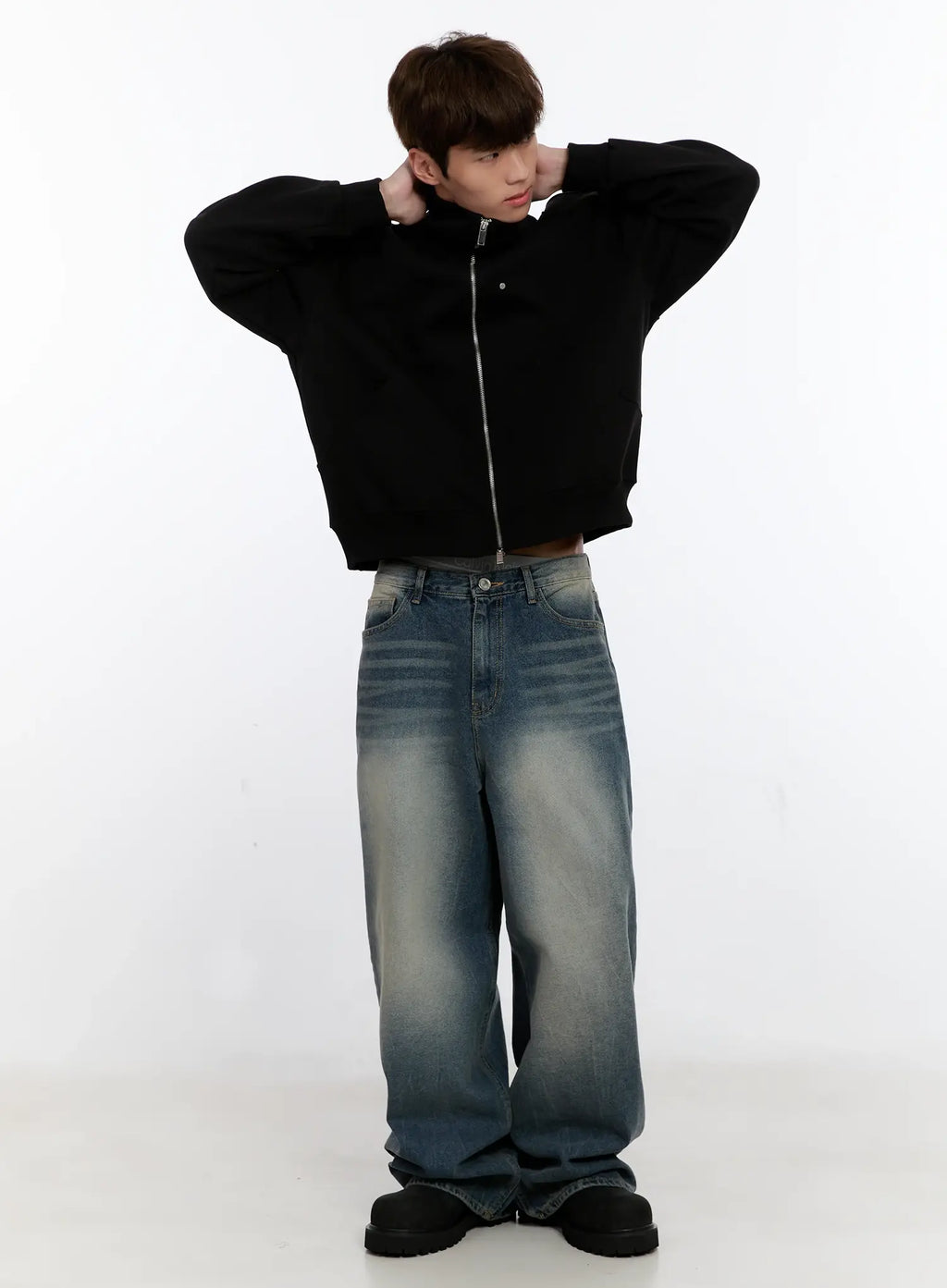 Men's Vintage Wash Baggy Jeans IS529