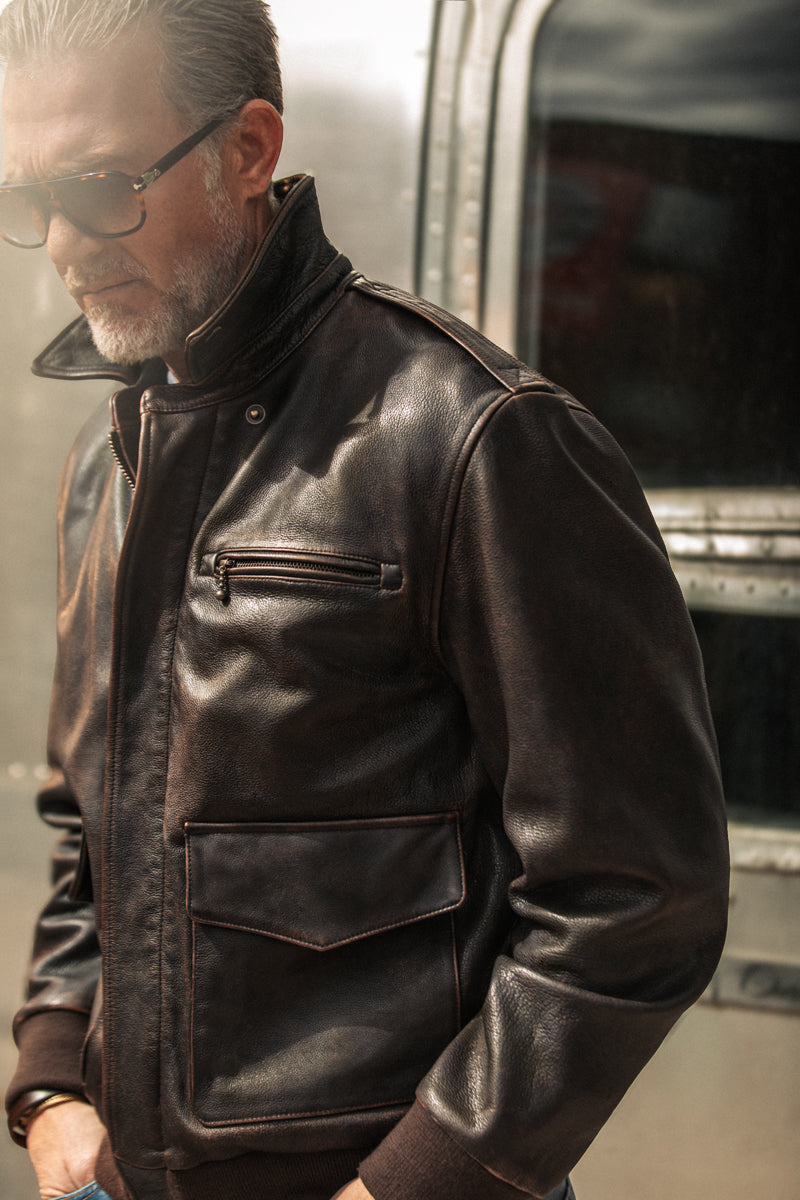 McQueen A2 Leather Jacket Brown