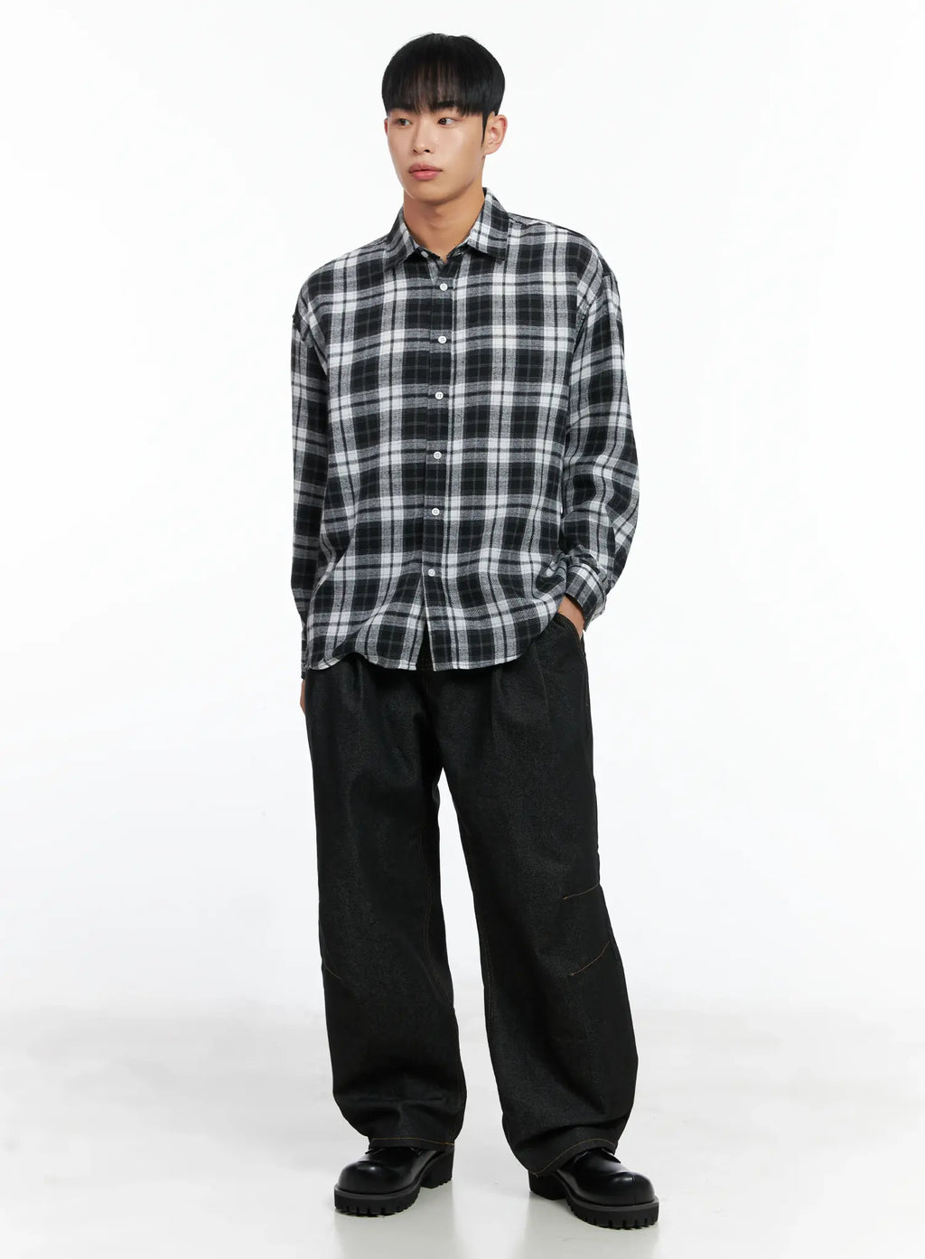 Men's Pintuck Jeans (Black) IN518