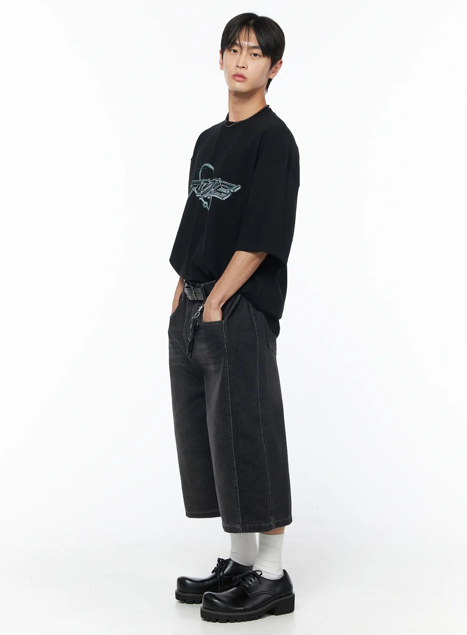 Men's Long Bermuda Cropped Jeans IU510