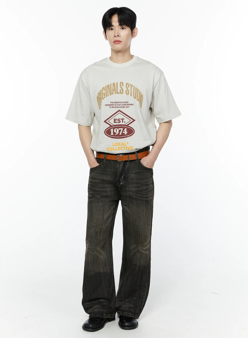 Men's Black-Washed Jeans IA530