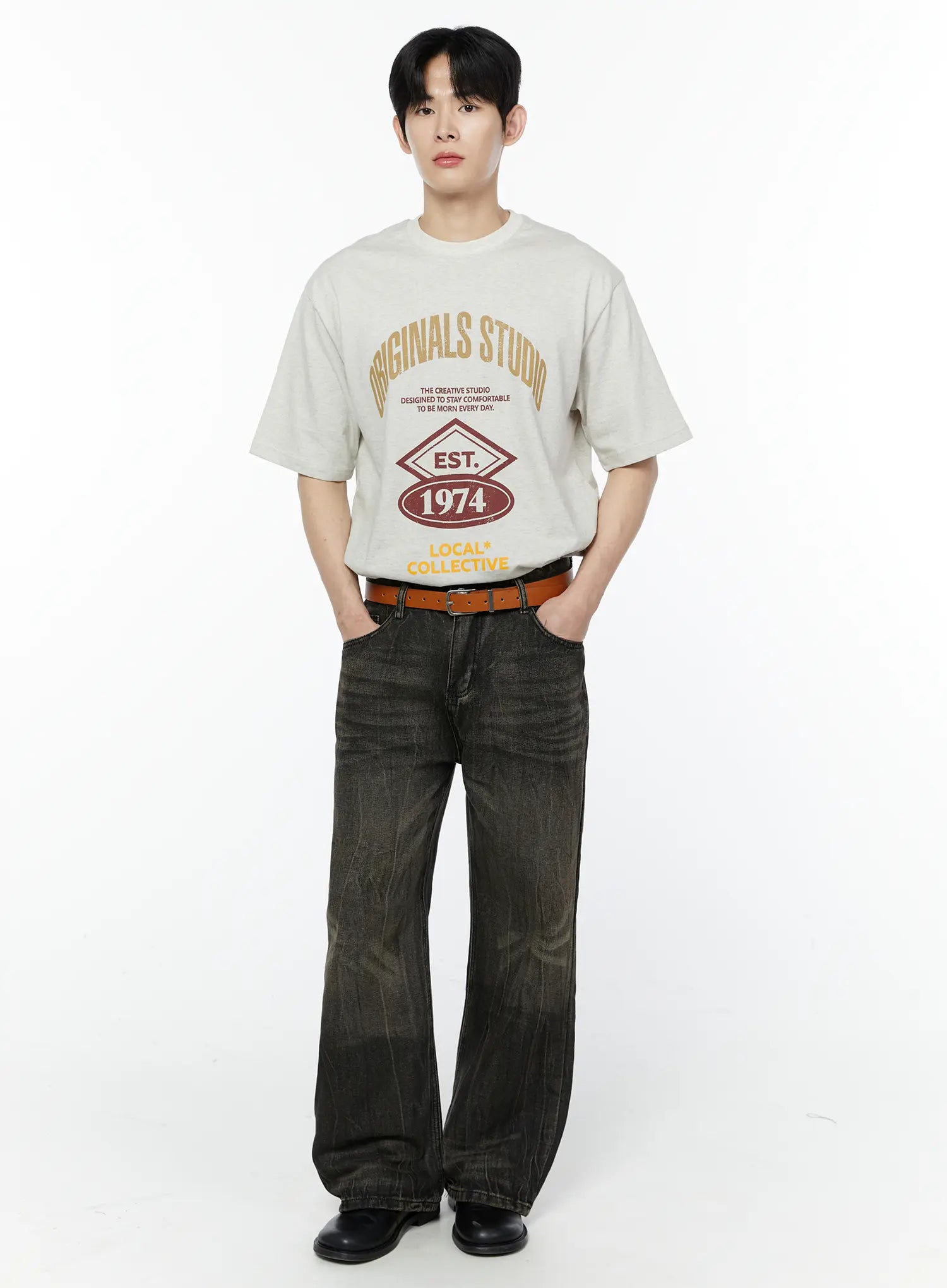 Men's Black-Washed Jeans IA530