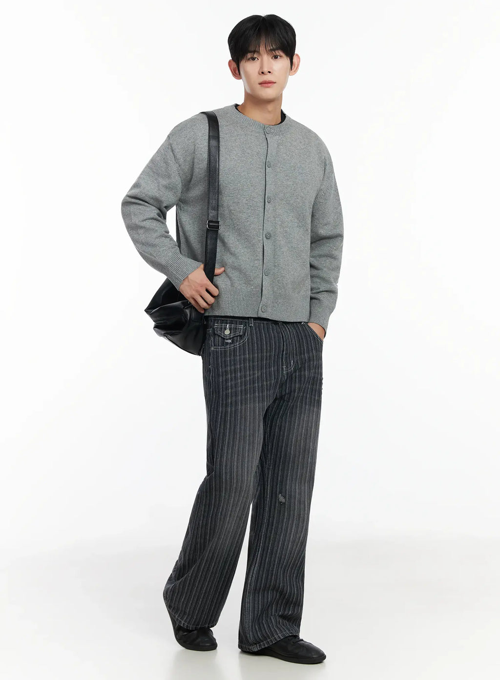 Men's Striped Wide-Leg Jeans IF516