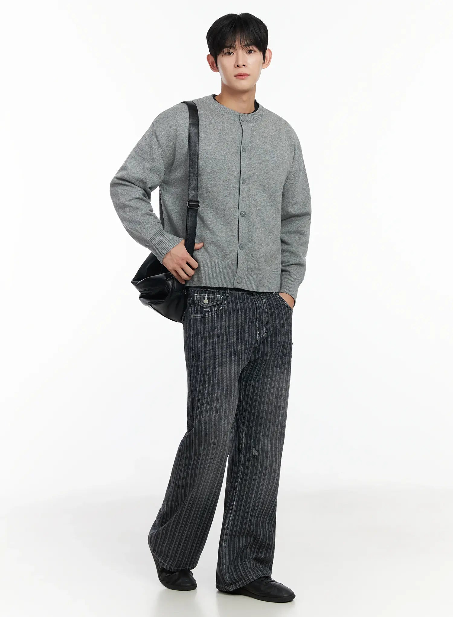 Men's Striped Wide-Leg Jeans IF516