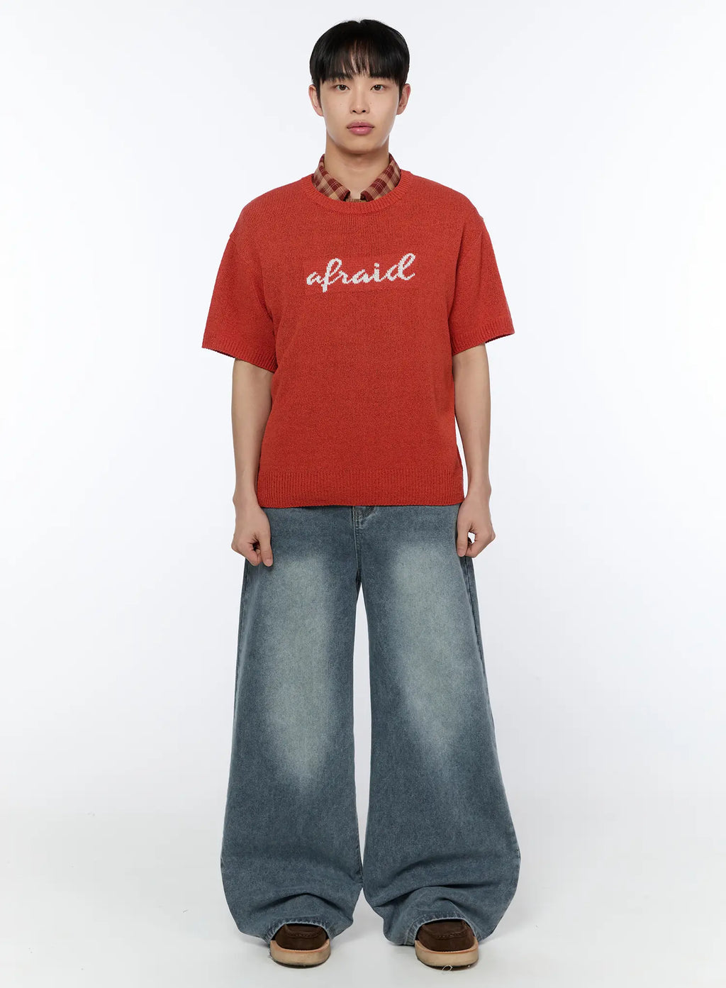 Men's Wide-Leg Washed Jeans IA517