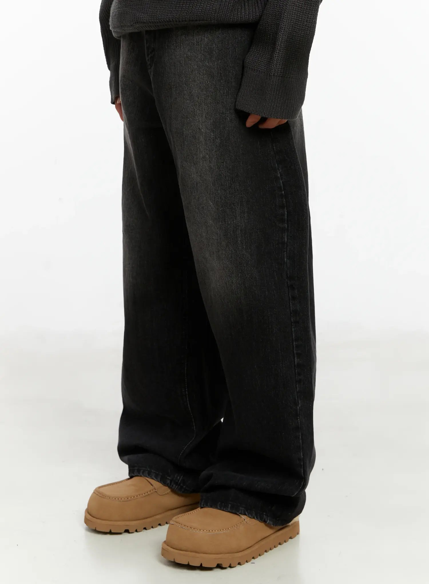 Men's Black Washed Baggy Jeans ID524
