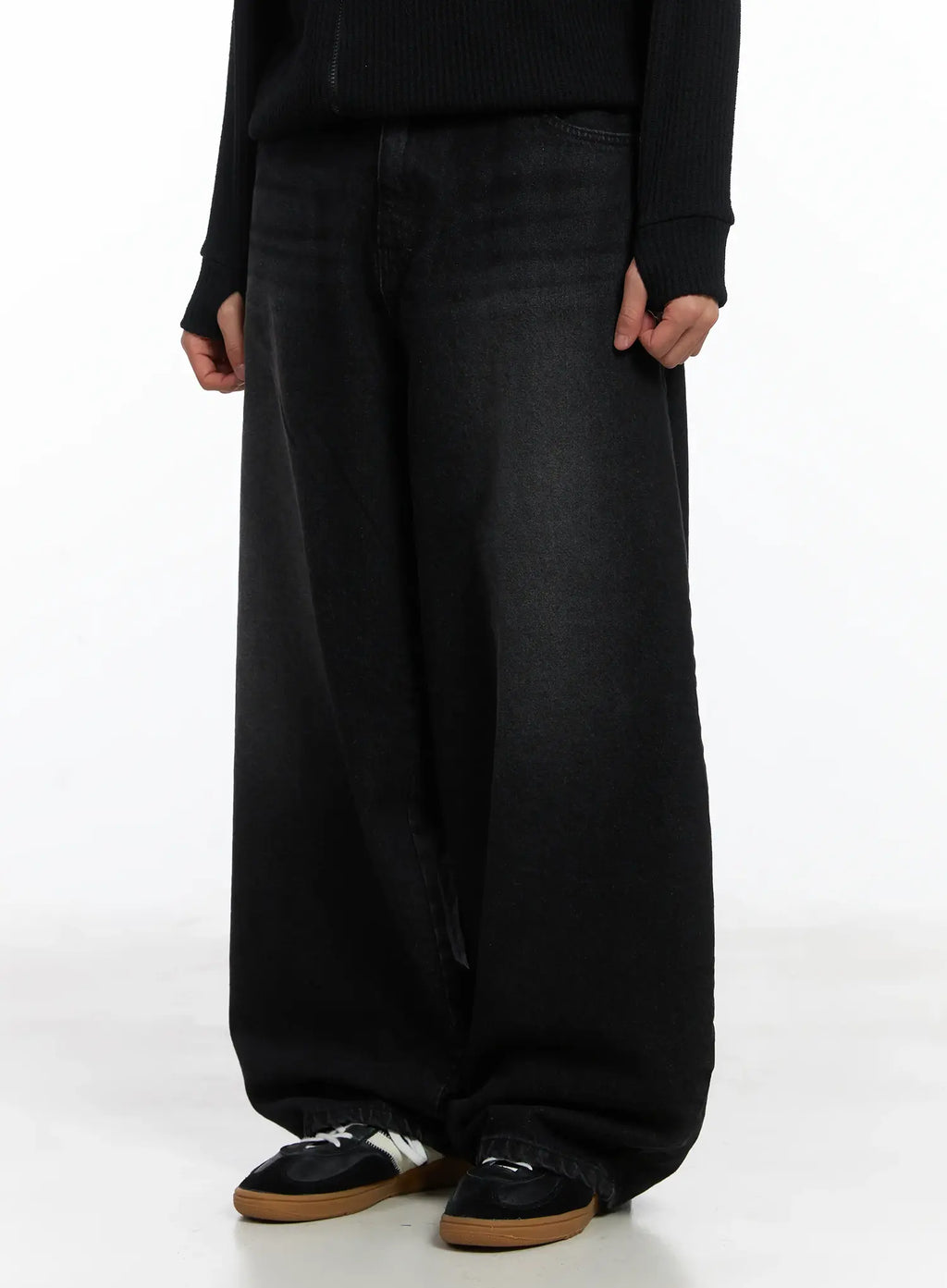 Basic Wide Leg Black Jeans ID515
