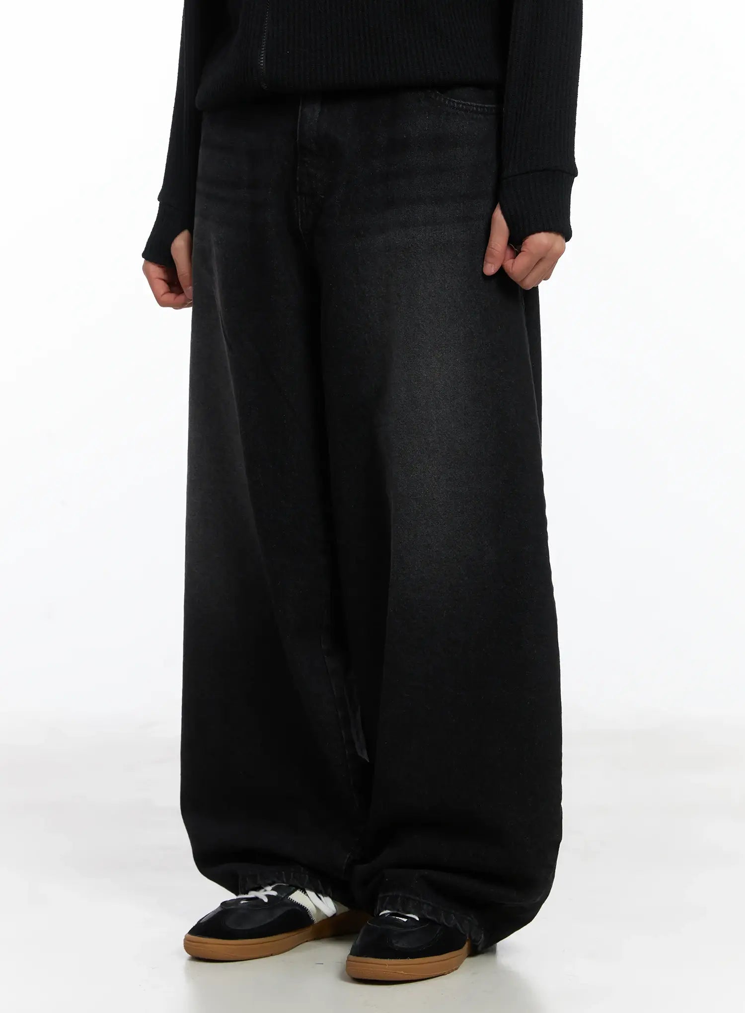 Basic Wide Leg Black Jeans ID515