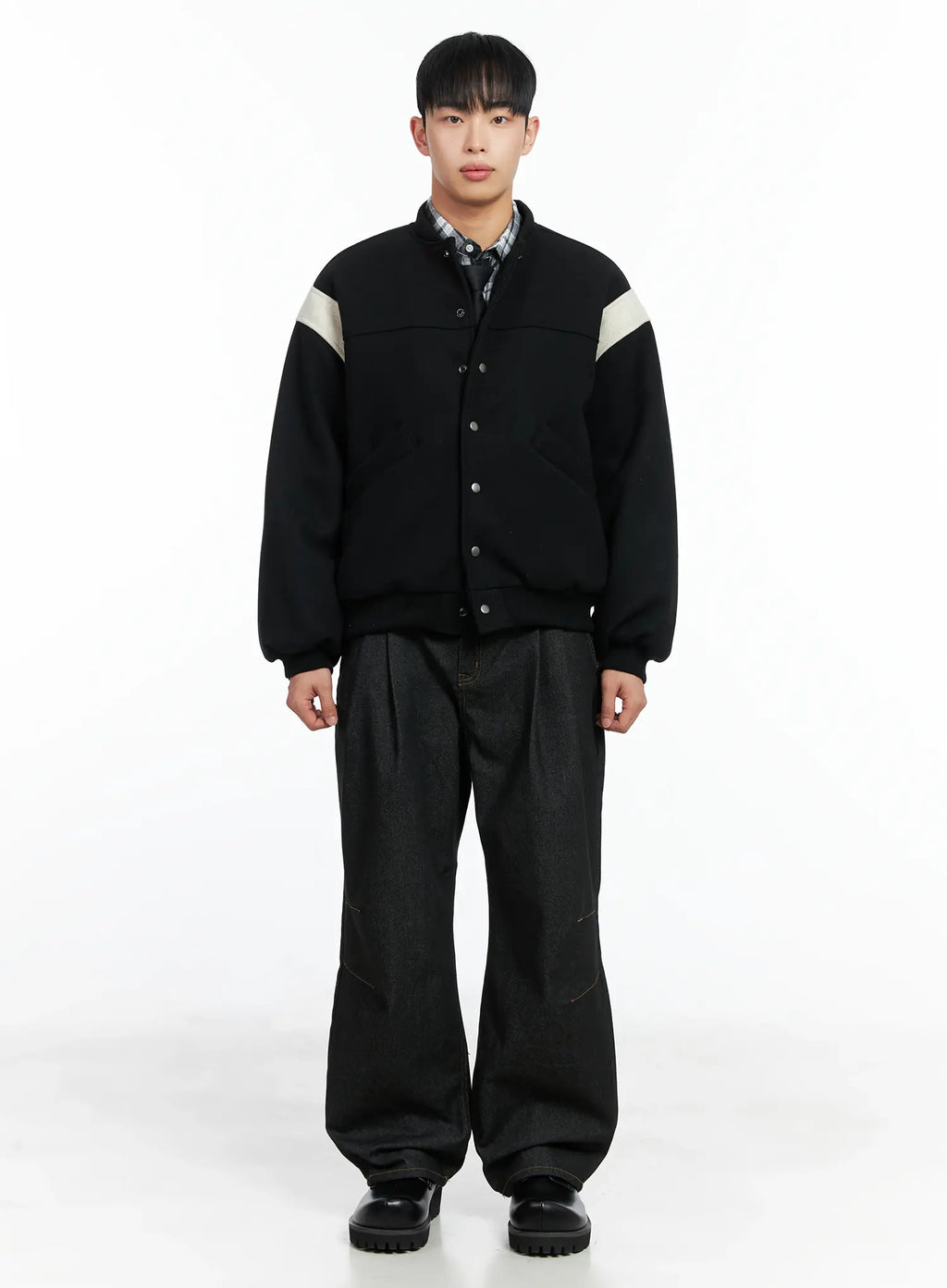 Men's Pintuck Jeans (Black) IN518