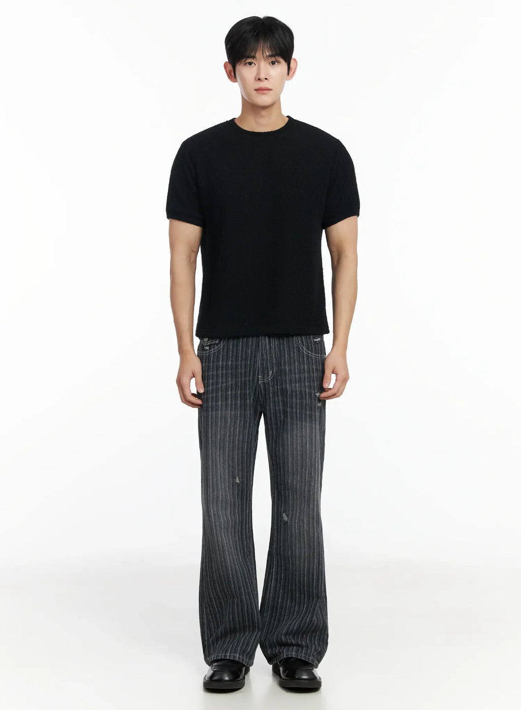 Men's Striped Wide-Leg Jeans IF516