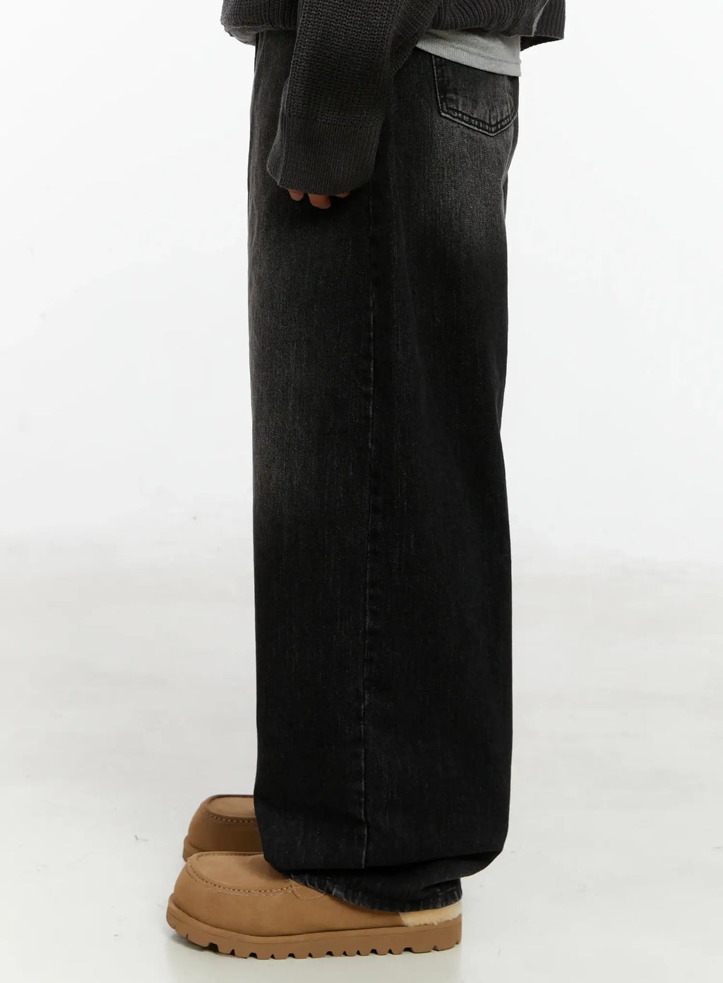 Men's Black Washed Baggy Jeans ID524