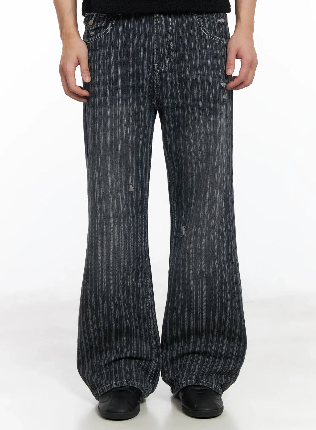 Men's Striped Wide-Leg Jeans IF516