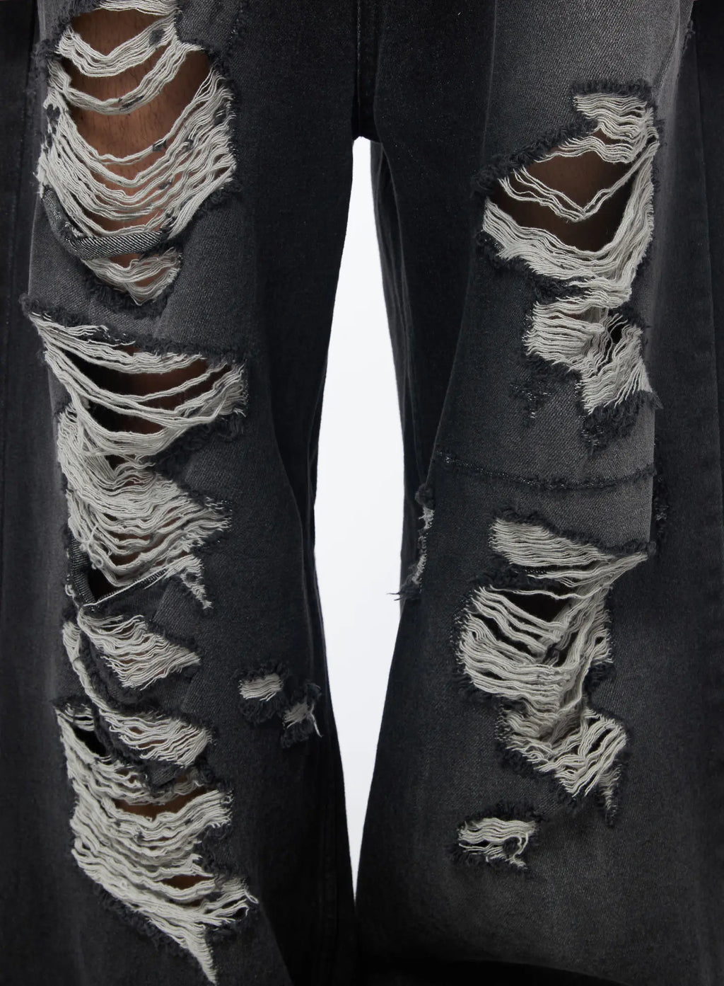 Men's Vintage Distressed Baggy Jeans (Black) IU510