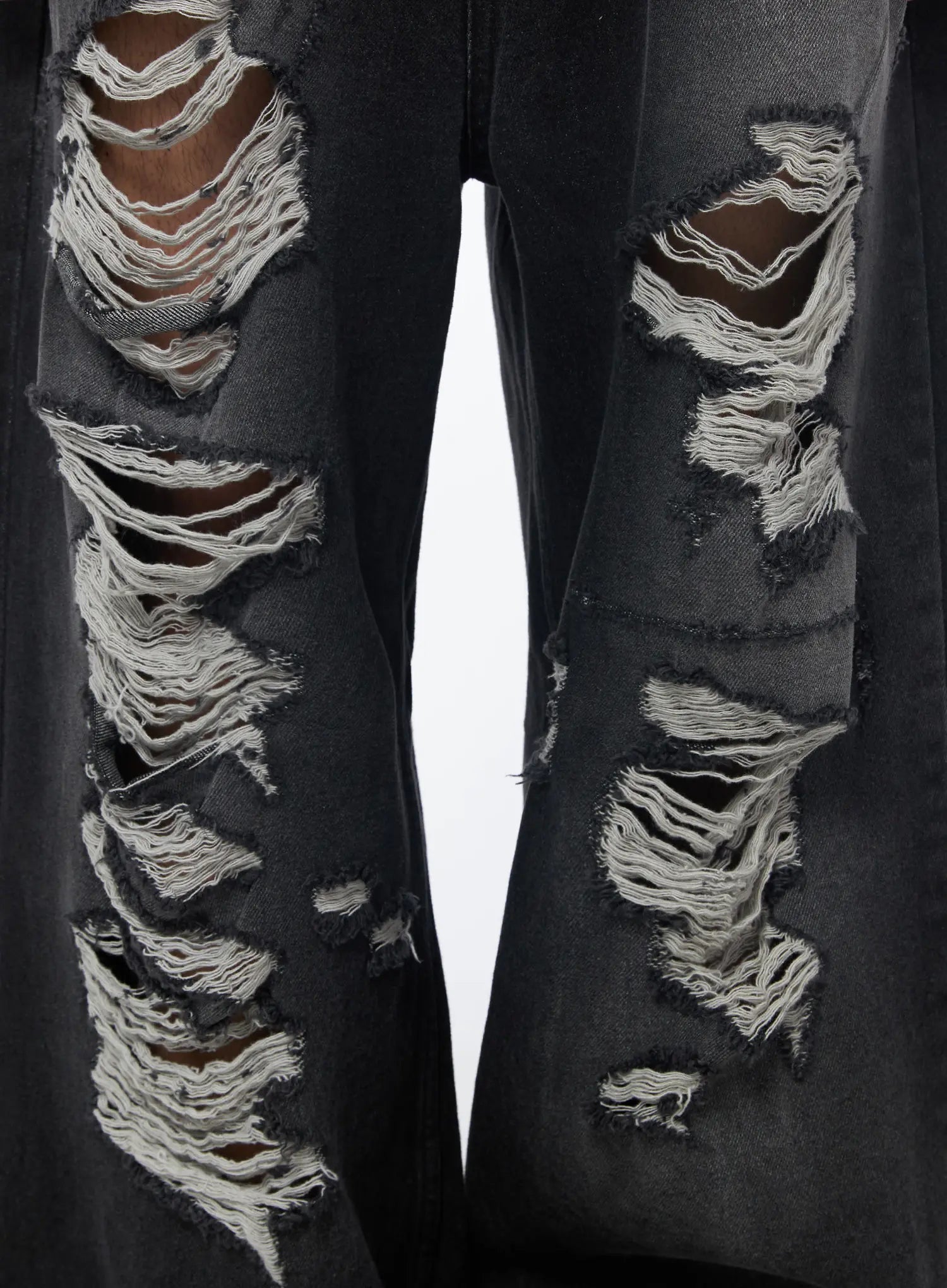 Men's Vintage Distressed Baggy Jeans (Black) IU510