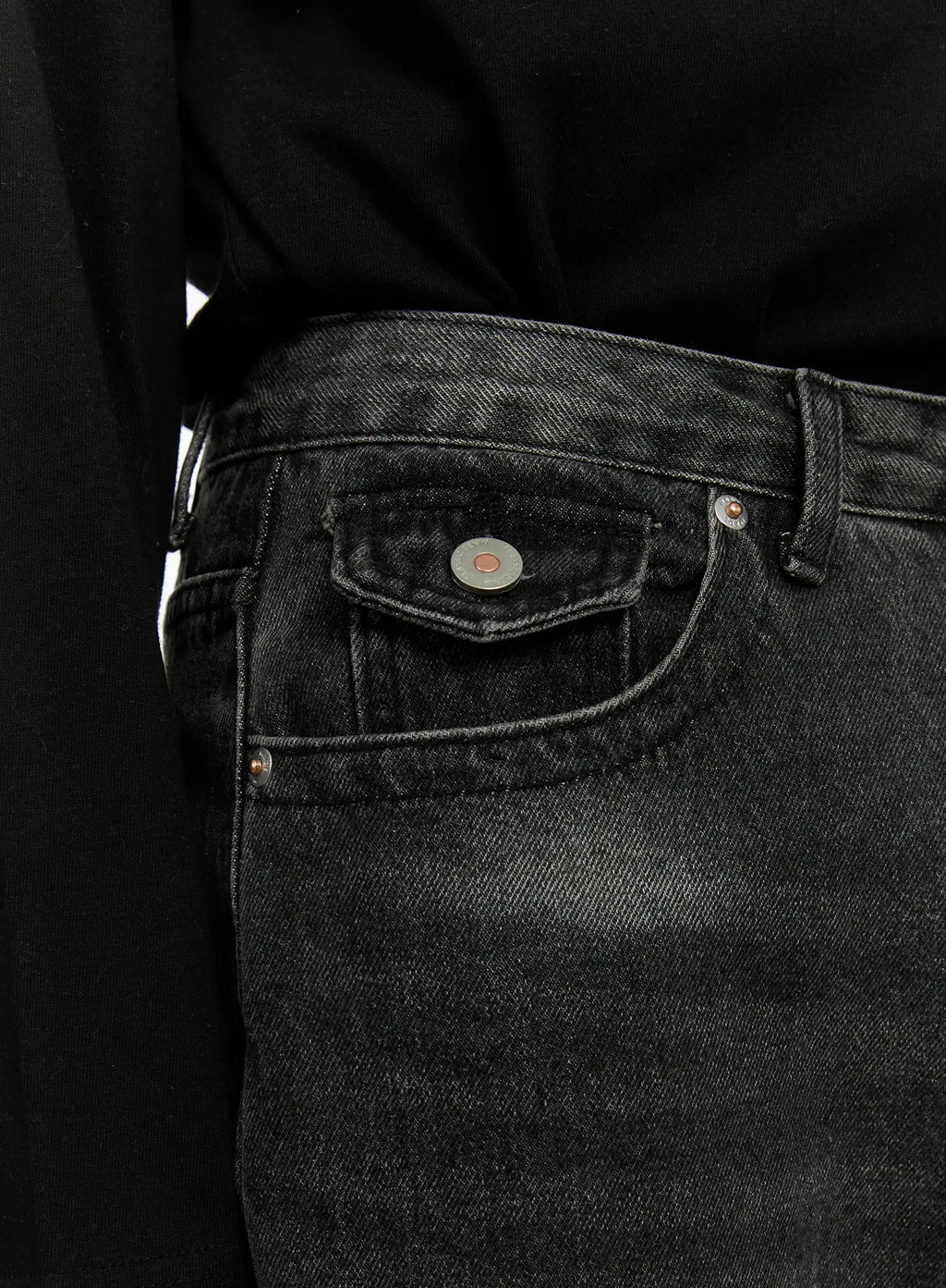 Men's Washed Black Wide Leg Jeans IF511