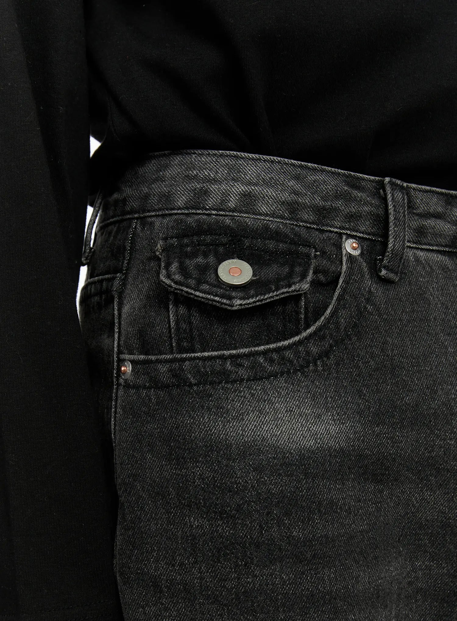 Men's Washed Black Wide Leg Jeans IF511