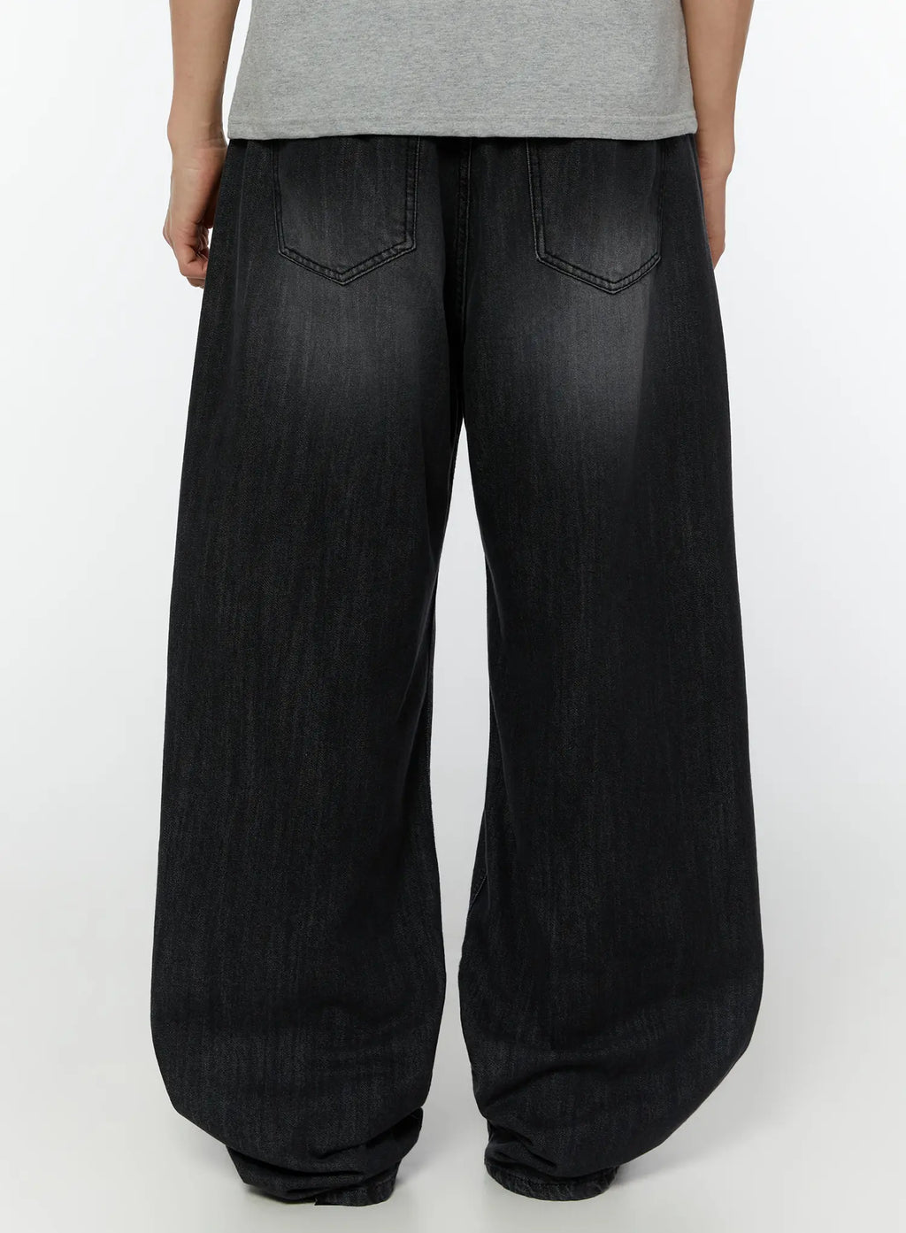 Men's Linen Wide Leg Jeans (Black) IU516
