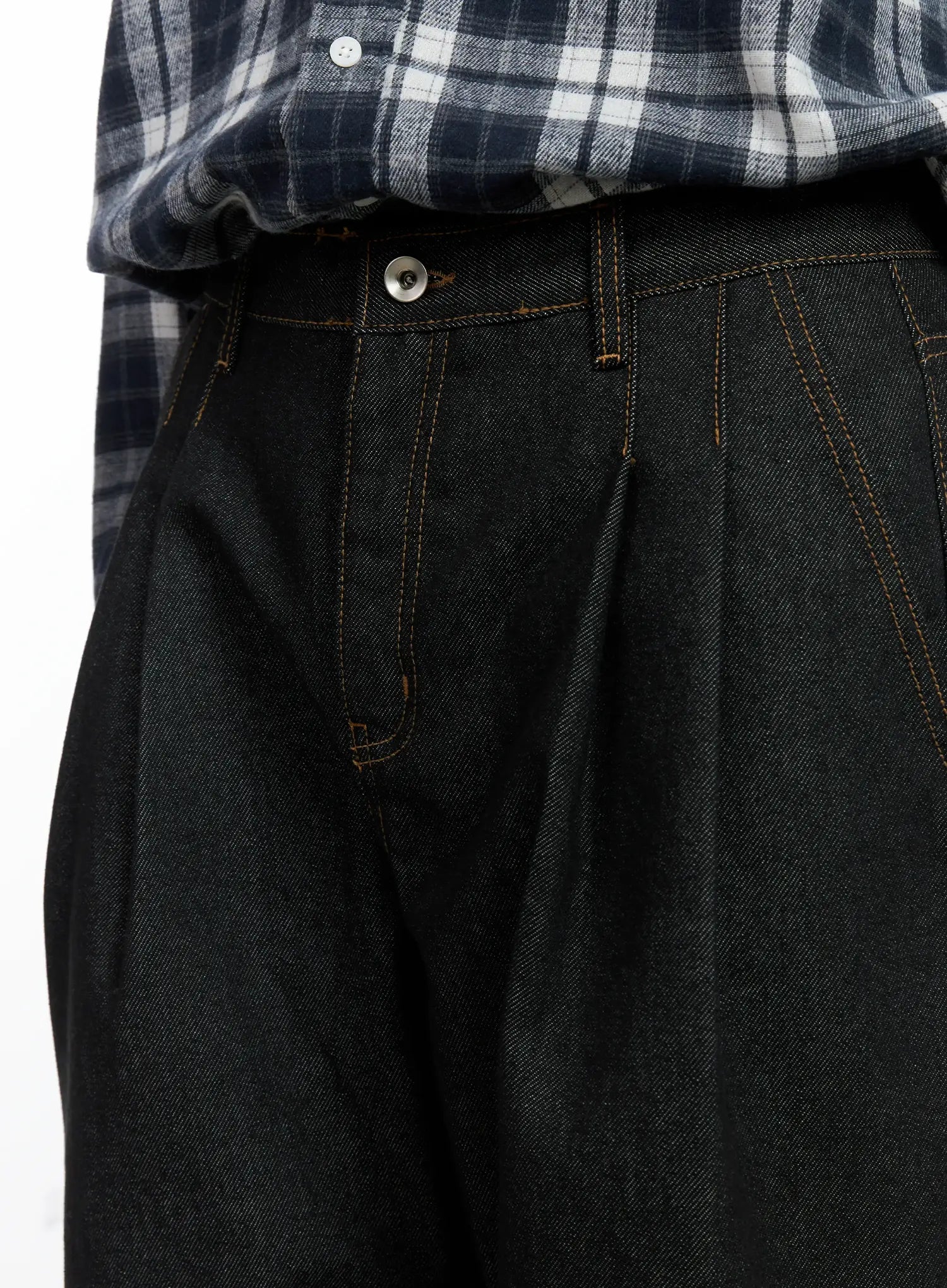 Men's Pintuck Jeans (Black) IN518