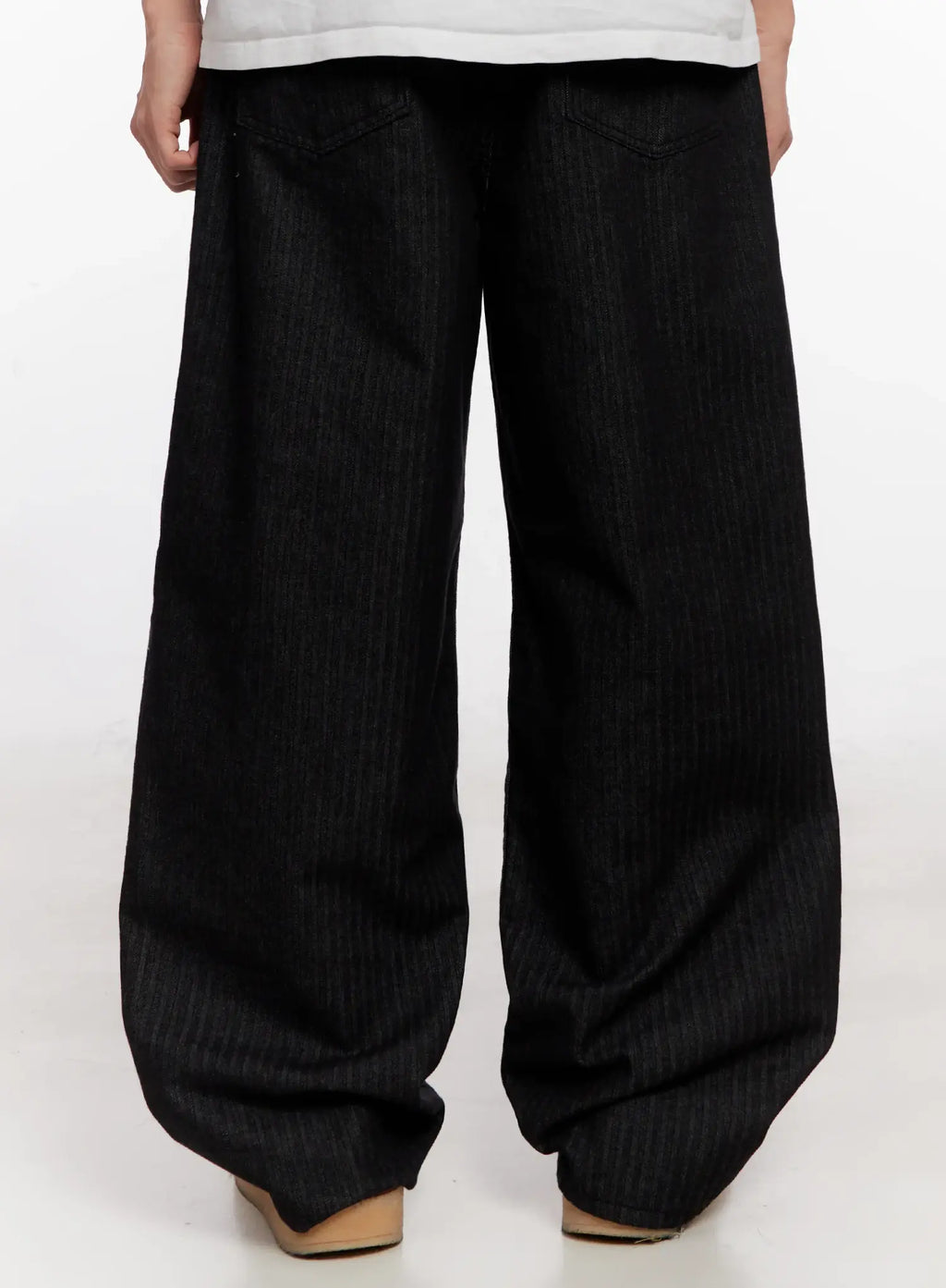 Men's Herringbone Wide-Leg Jeans (Black) IO523