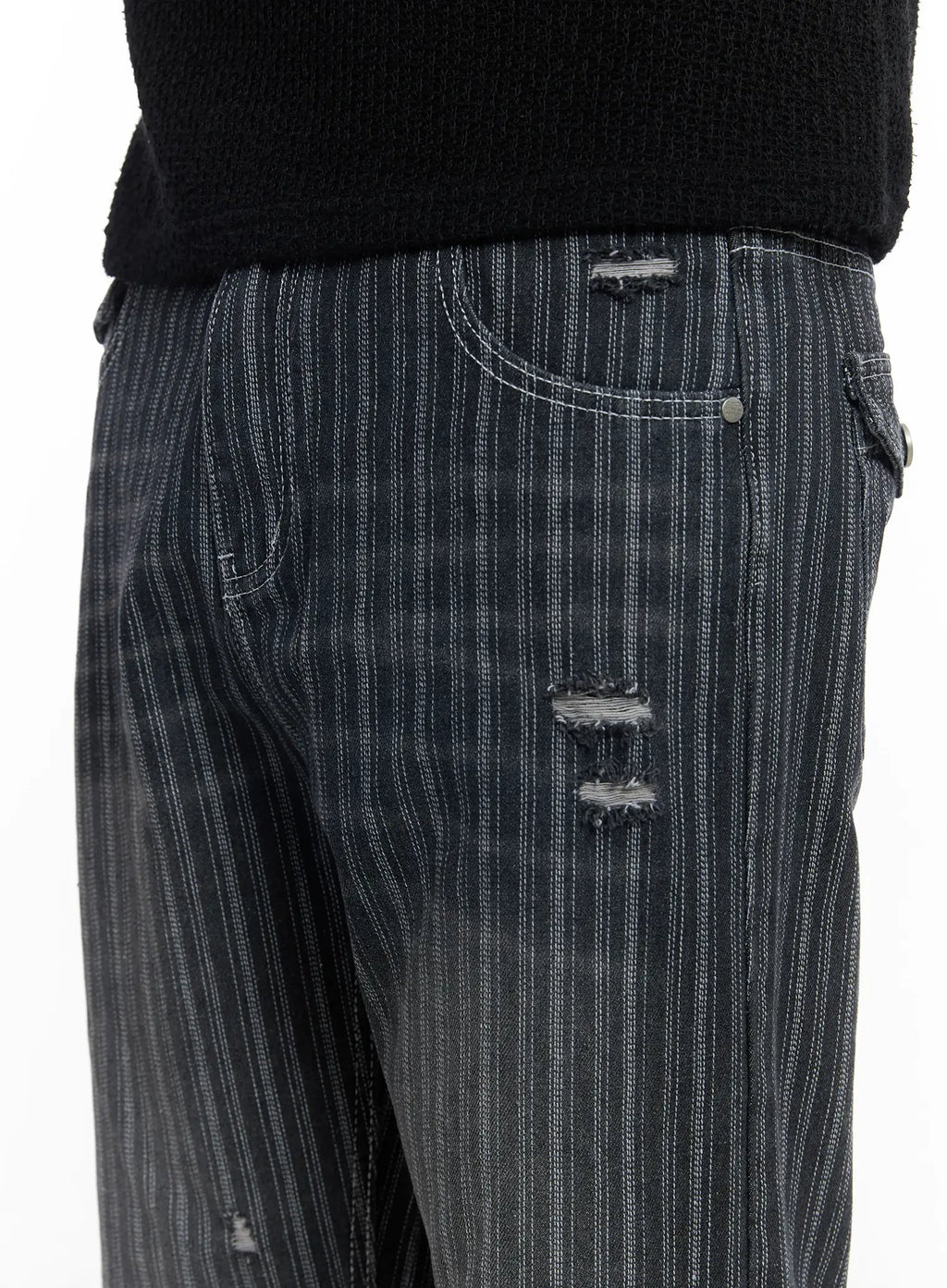 Men's Striped Wide-Leg Jeans IF516