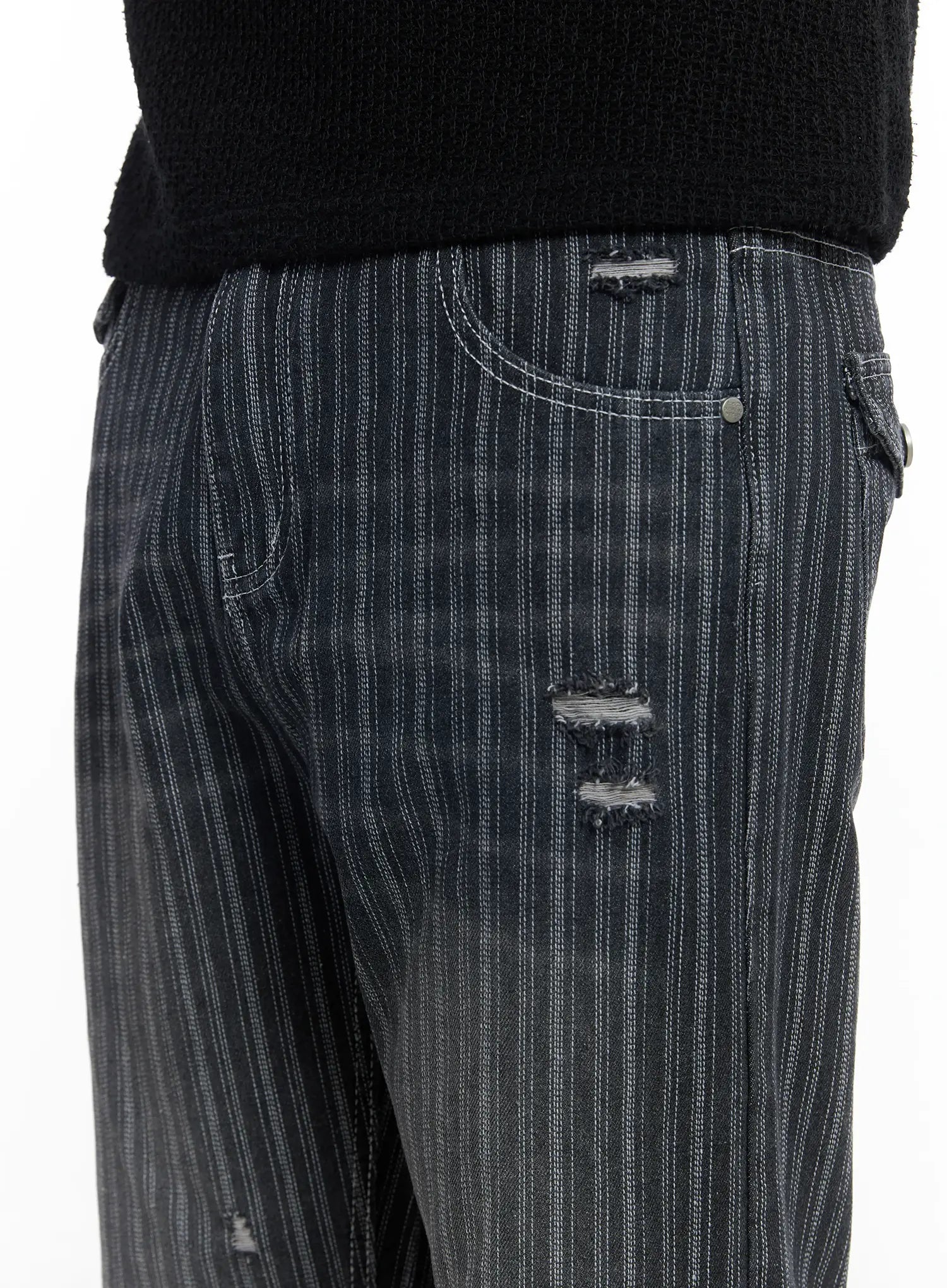 Men's Striped Wide-Leg Jeans IF516