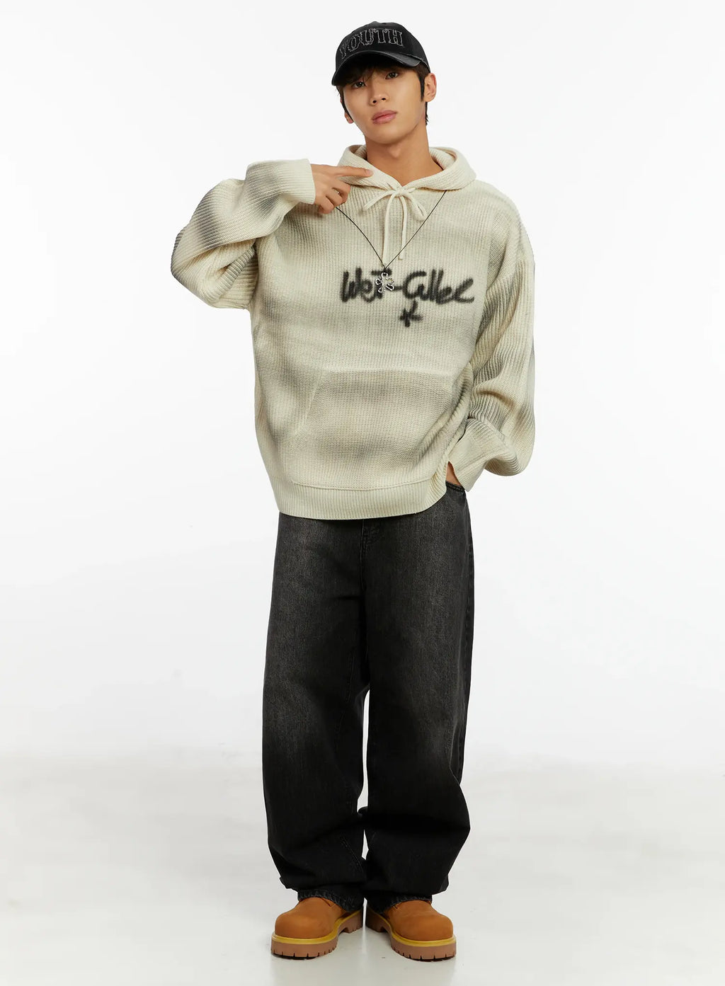 Men's Black Washed Baggy Jeans ID524