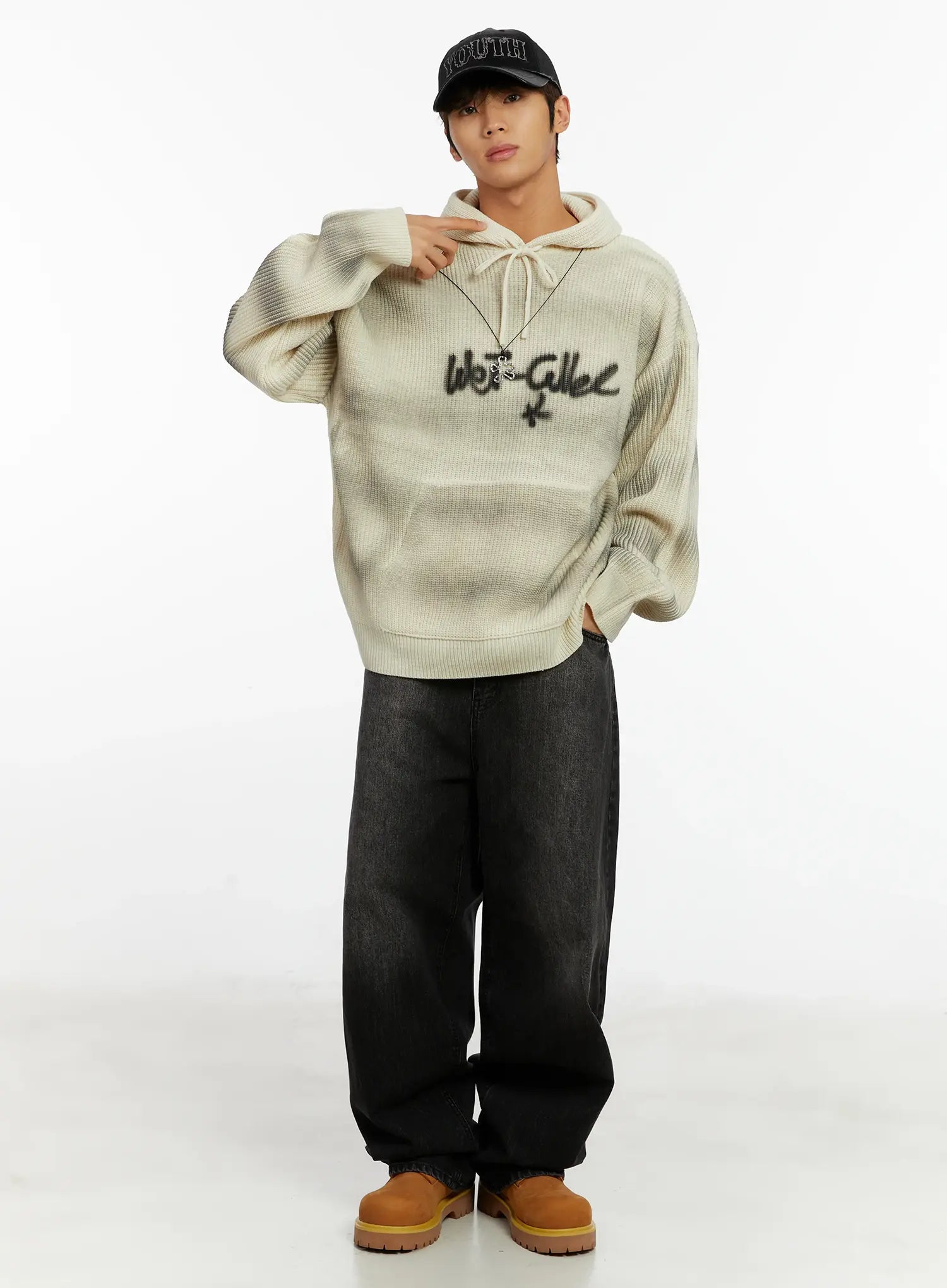 Men's Black Washed Baggy Jeans ID524