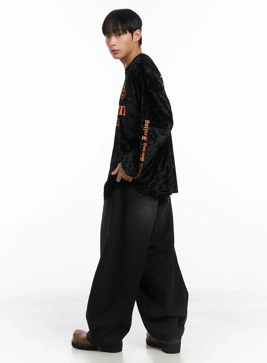 Basic Wide Leg Black Jeans ID515