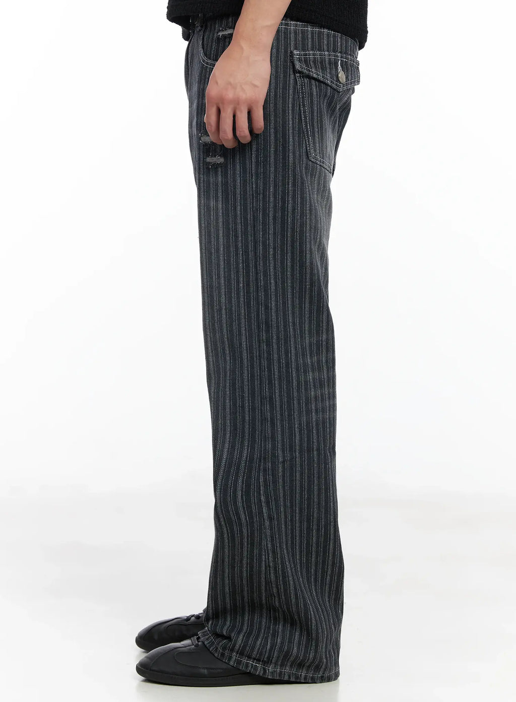 Men's Striped Wide-Leg Jeans IF516