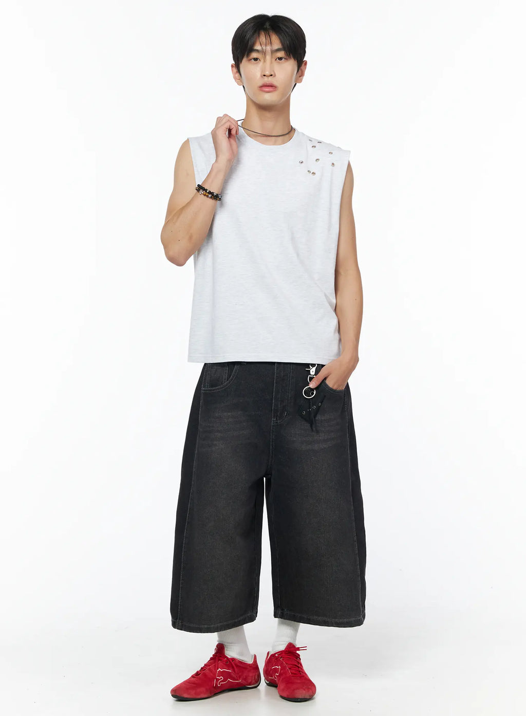 Men's Long Bermuda Cropped Jeans IU510