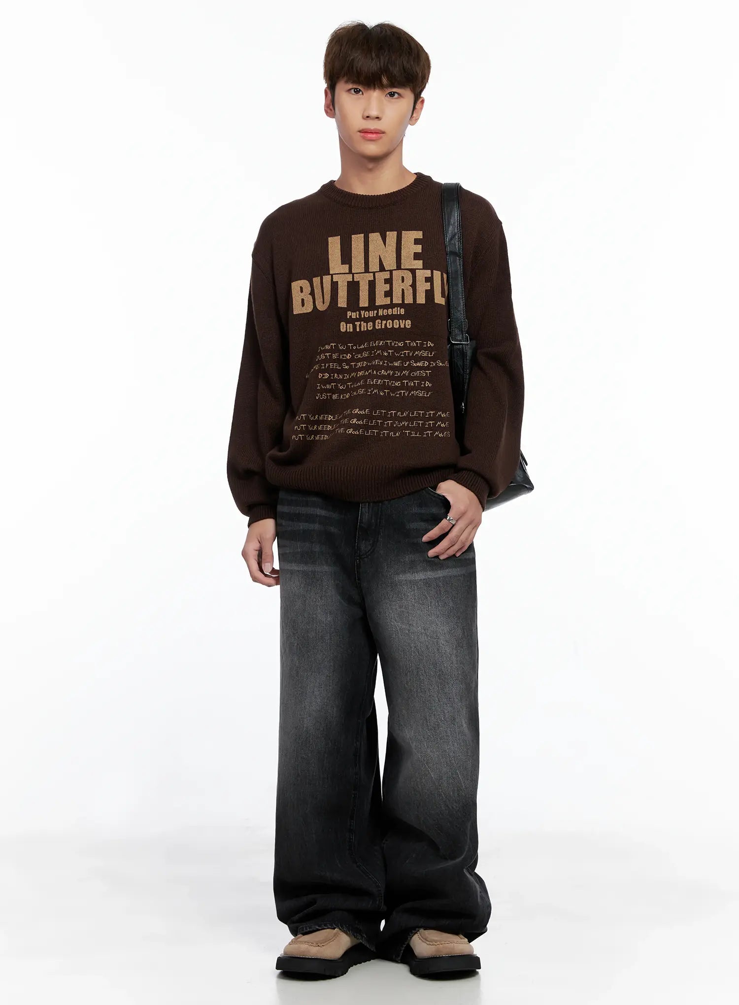 Men's Wide-Leg Washed Jeans IO502