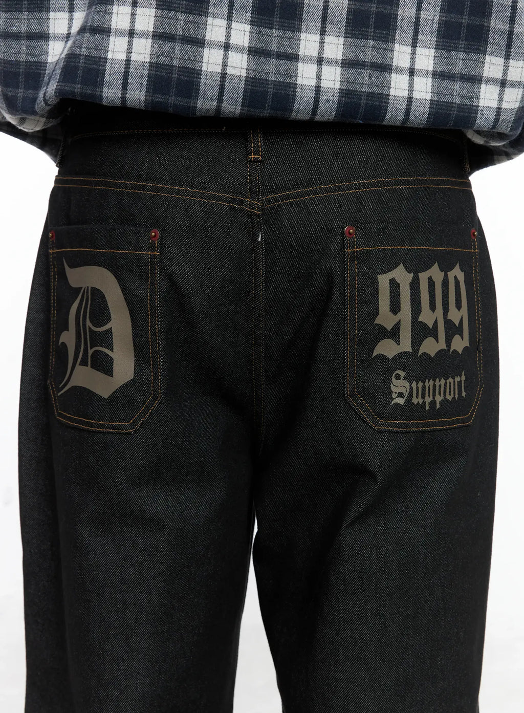 Men's Pintuck Jeans (Black) IN518