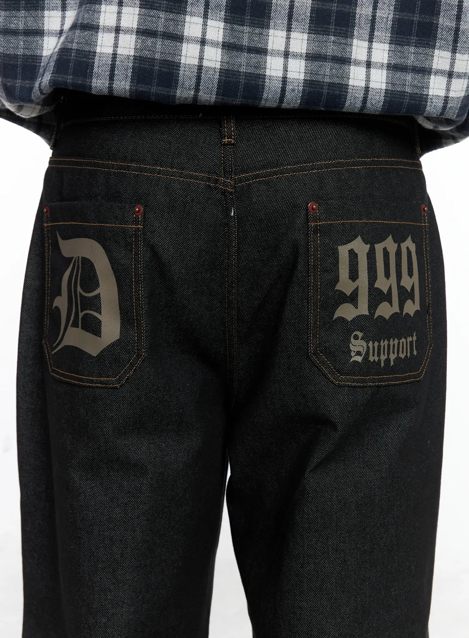 Men's Pintuck Jeans (Black) IN518