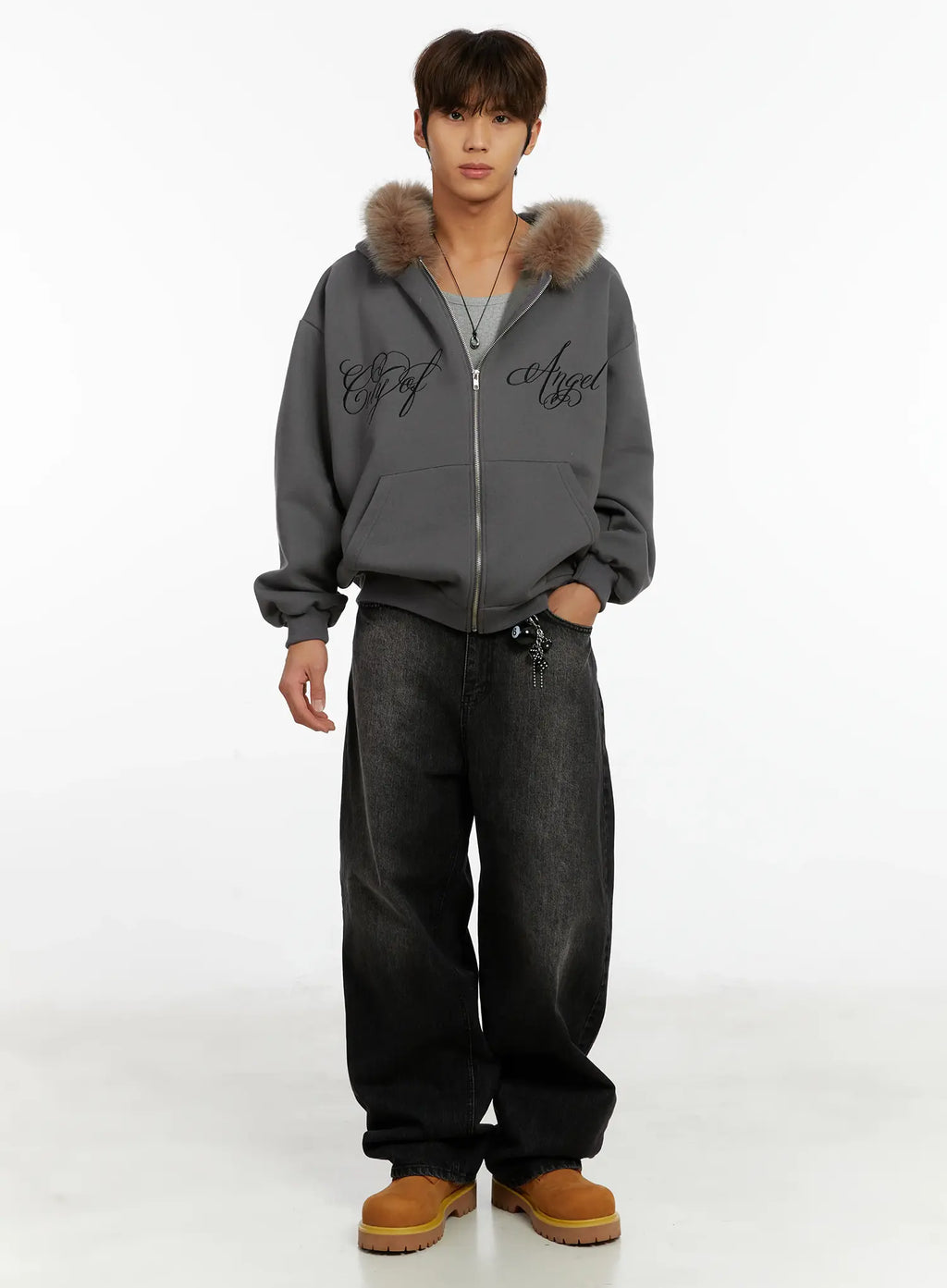 Men's Black Washed Baggy Jeans ID524