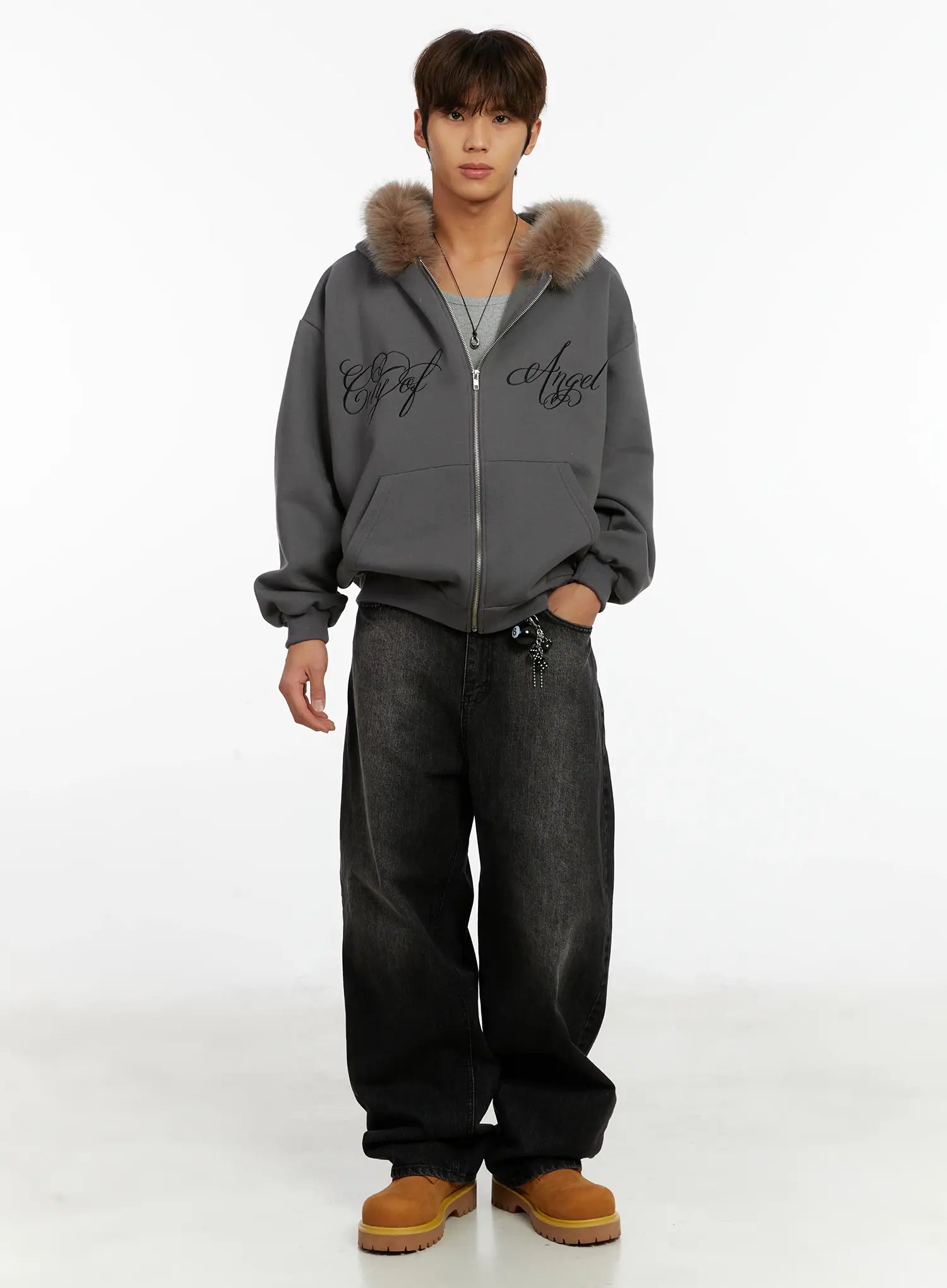 Men's Black Washed Baggy Jeans ID524