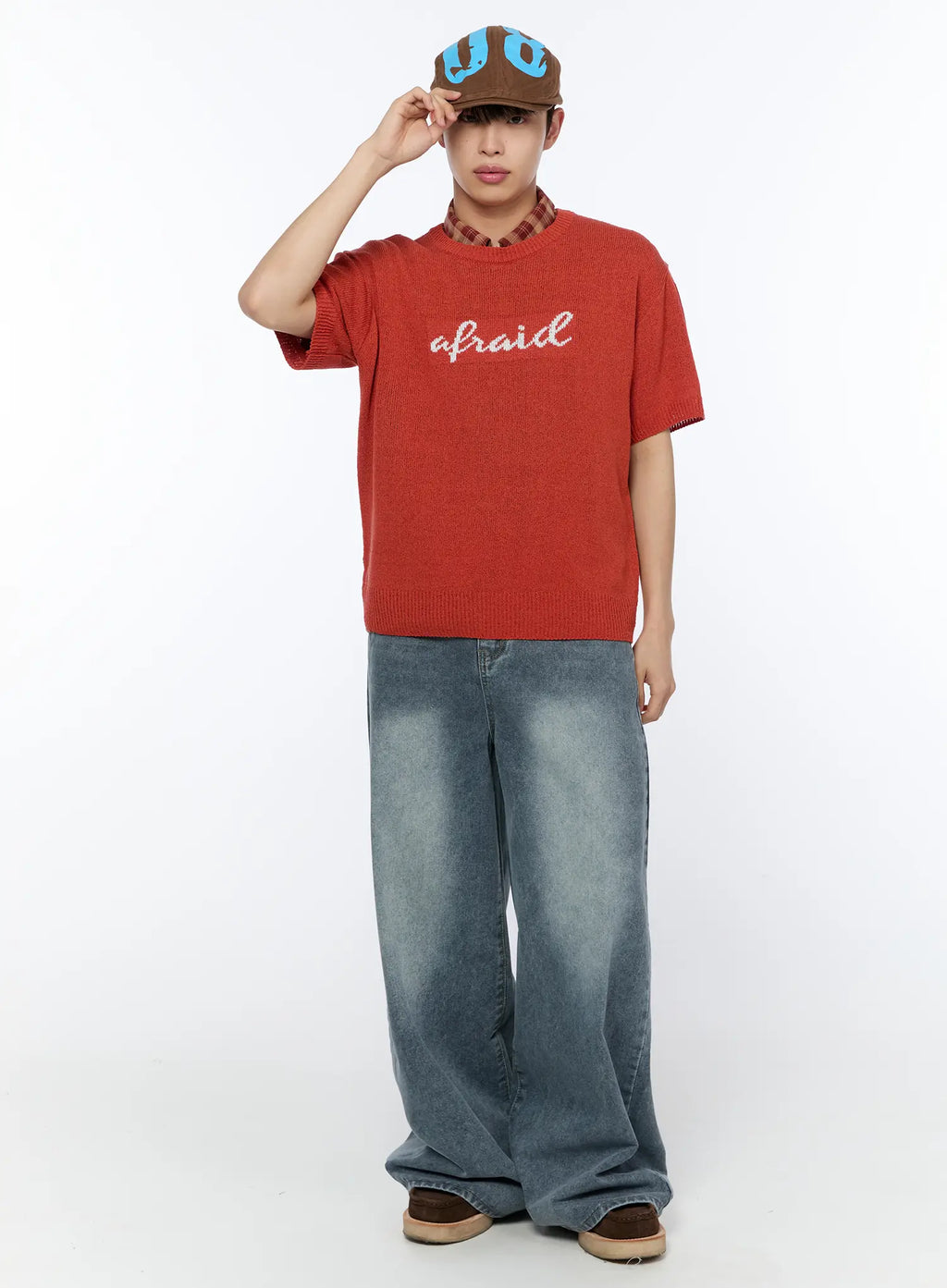 Men's Wide-Leg Washed Jeans IA517