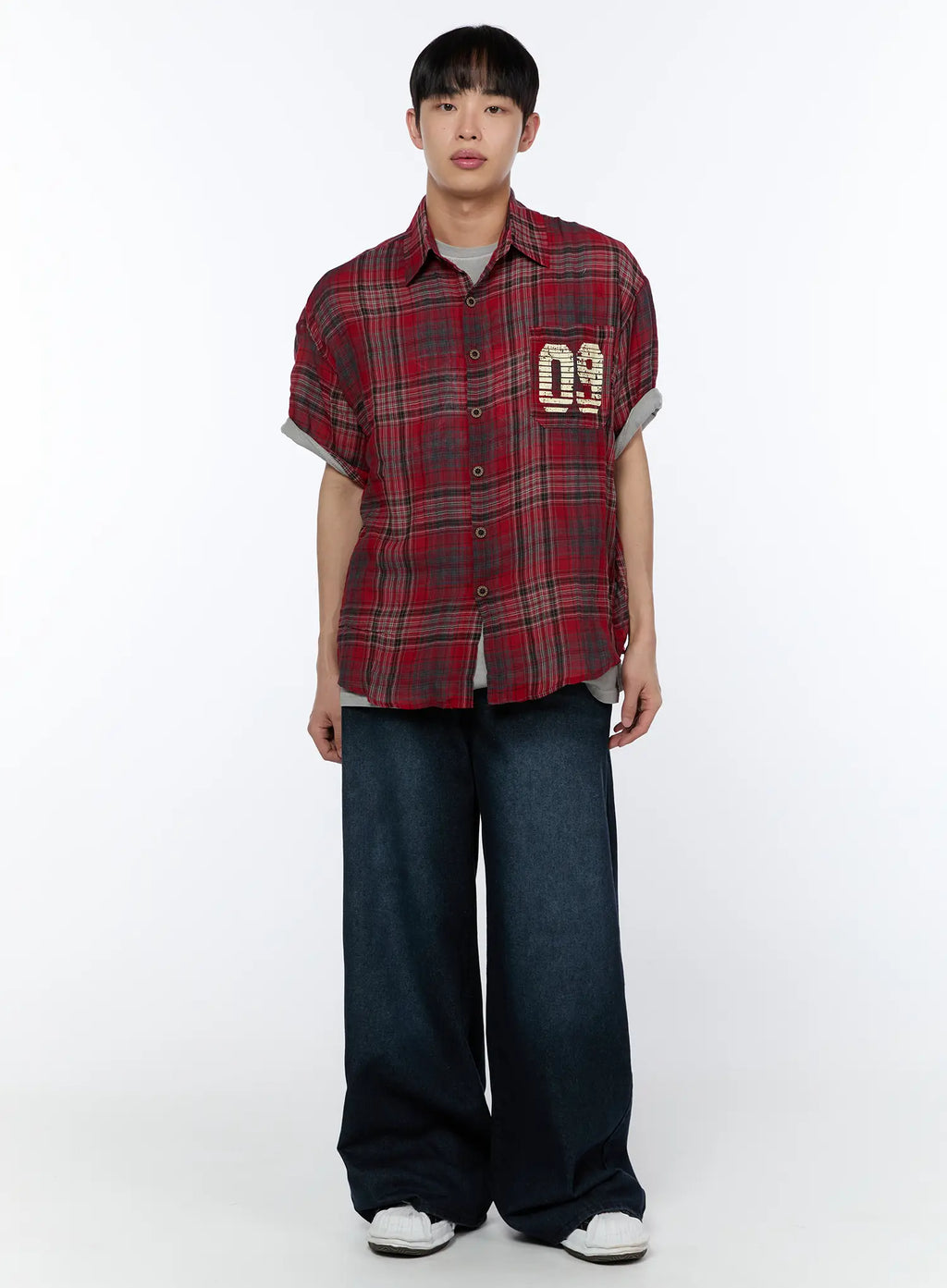 Men's Wide Leg Dark Washed Jeans IA520