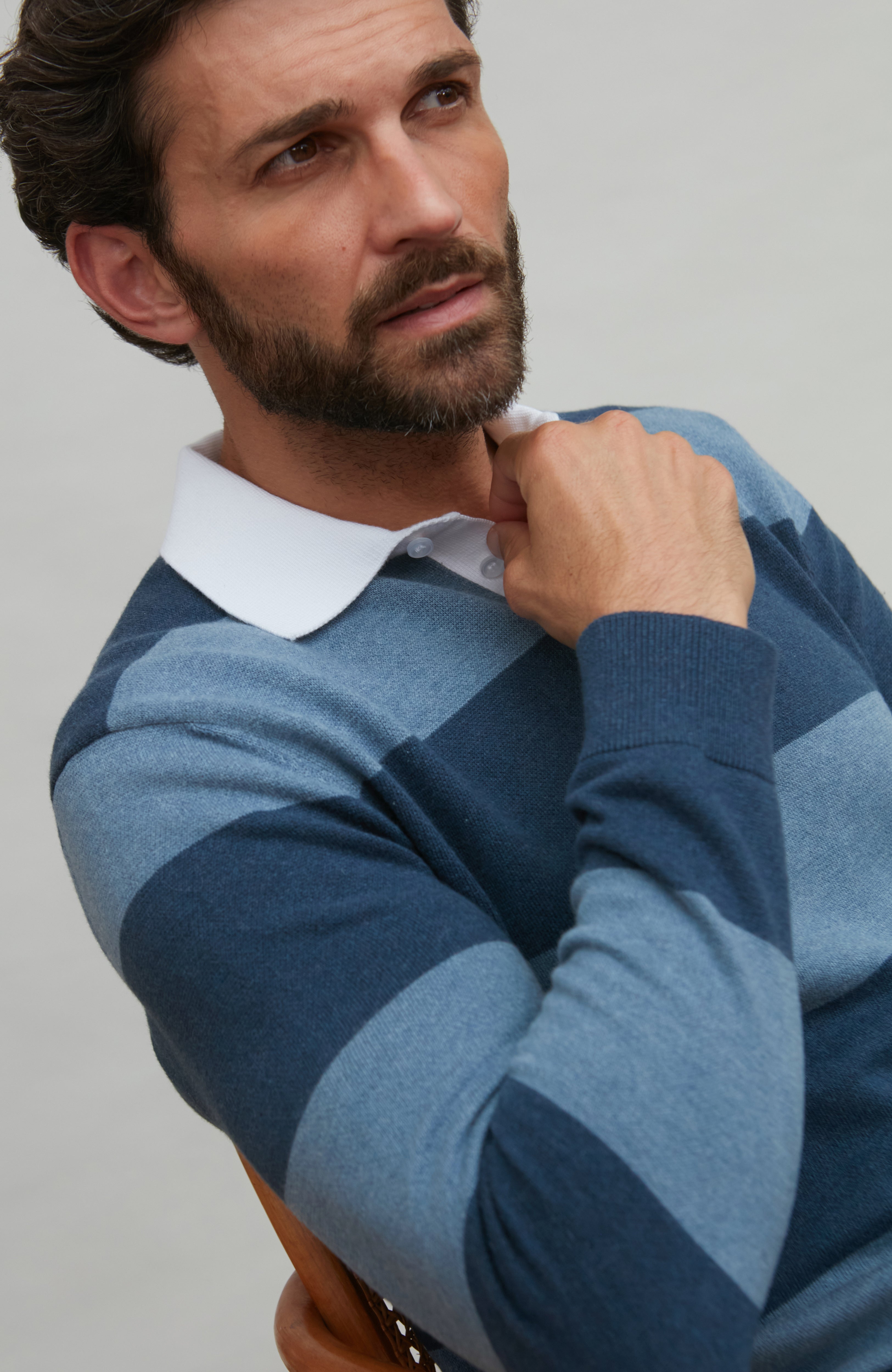Mens Midweight Cotton Stripe Rugby Shirt