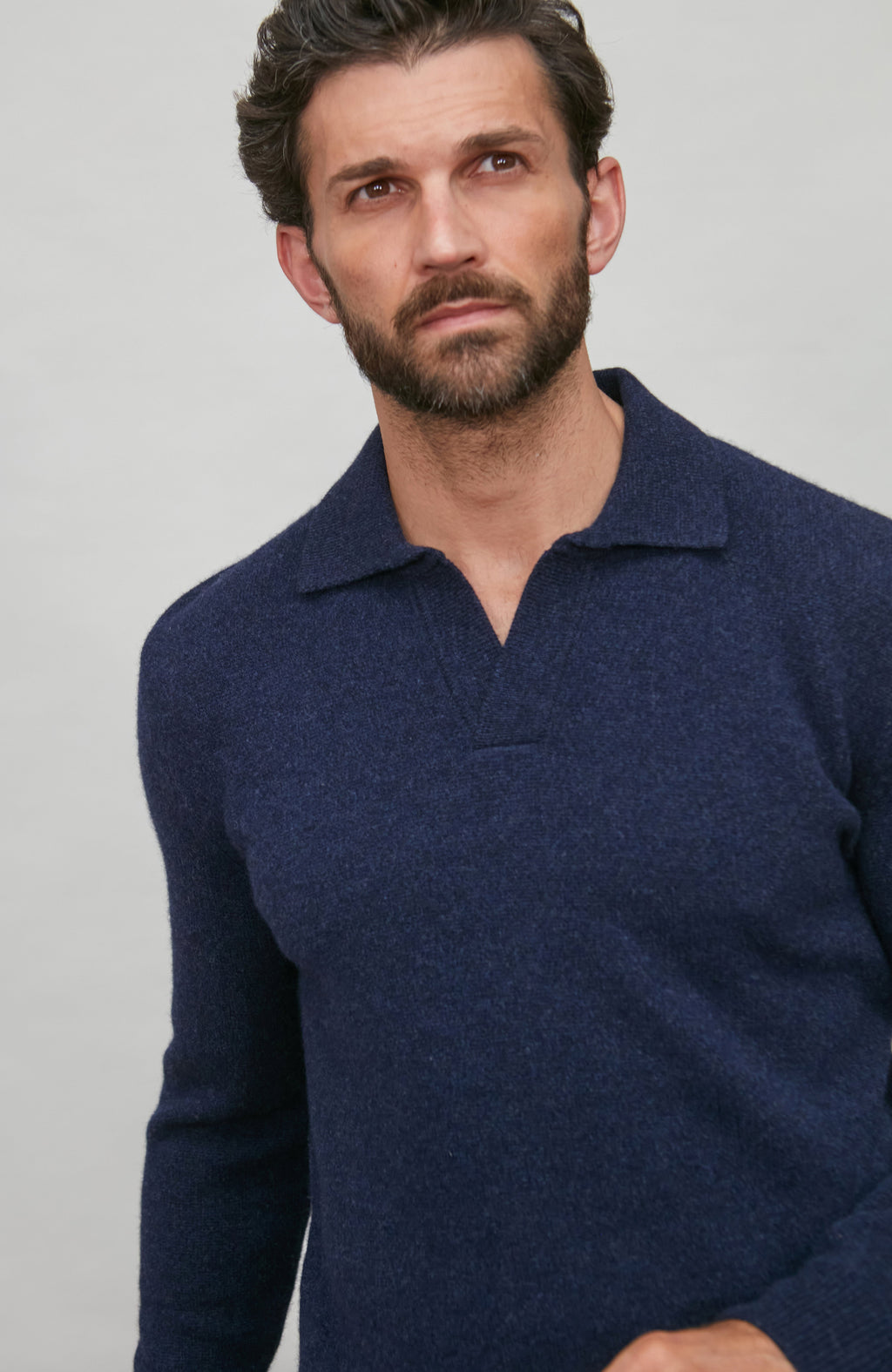 Mens Midweight Lambswool Buttonless Polo Shirt