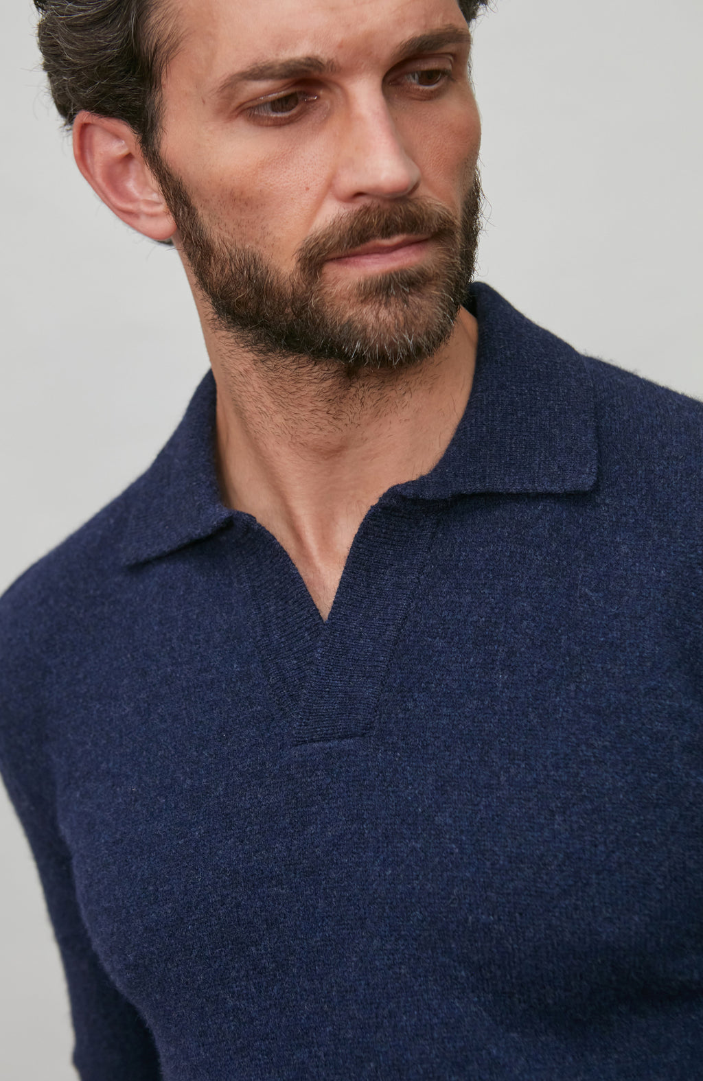 Mens Midweight Lambswool Buttonless Polo Shirt