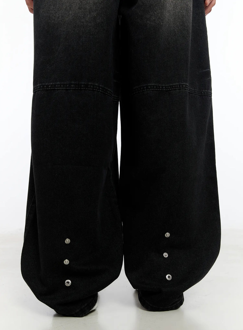 Men's Black Washed Wide Leg Jeans IM530