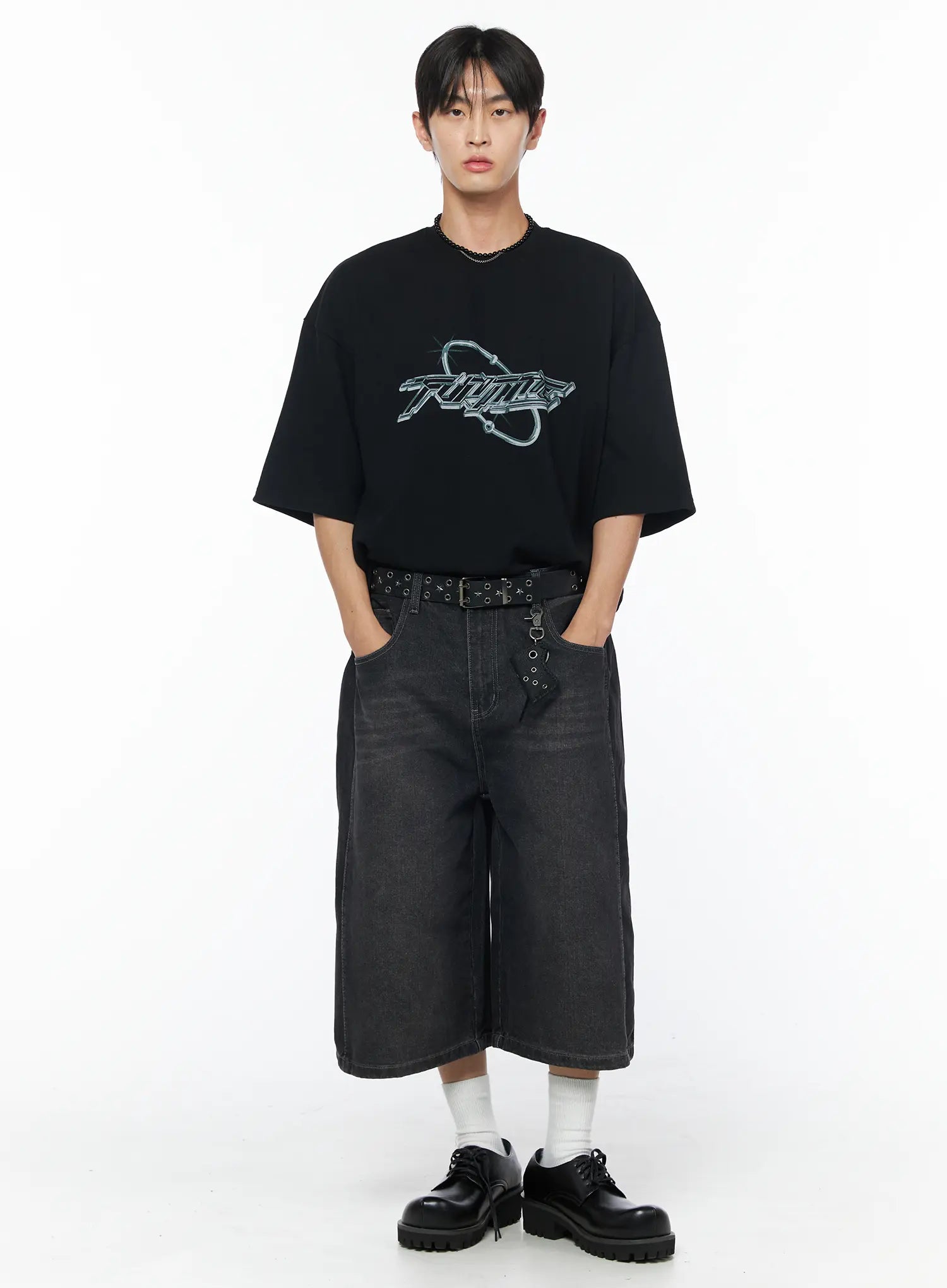 Men's Long Bermuda Cropped Jeans IU510