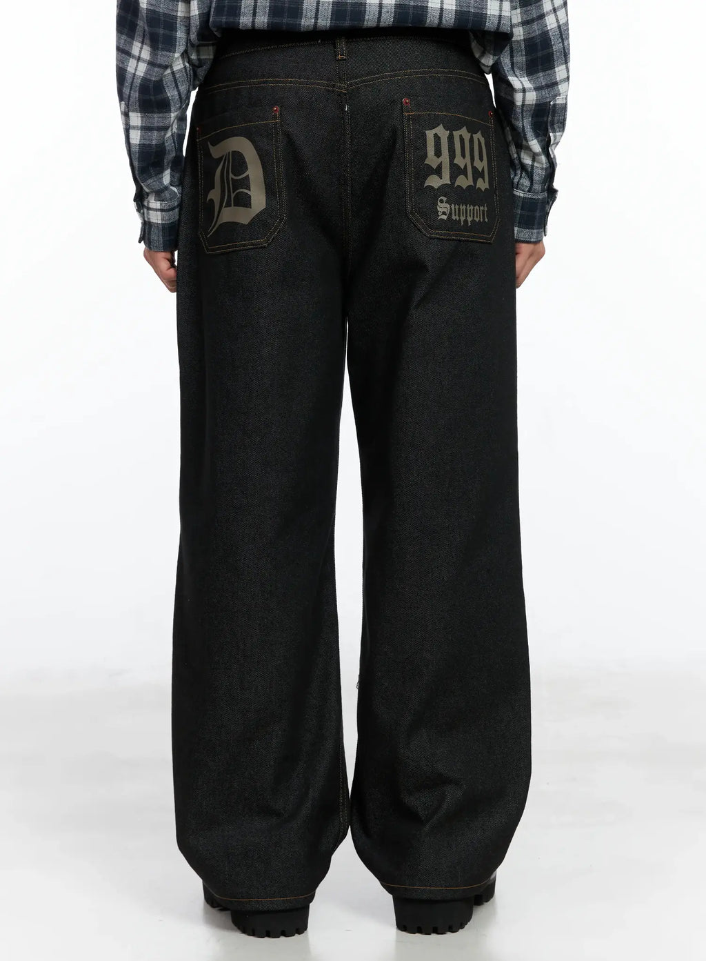 Men's Pintuck Jeans (Black) IN518