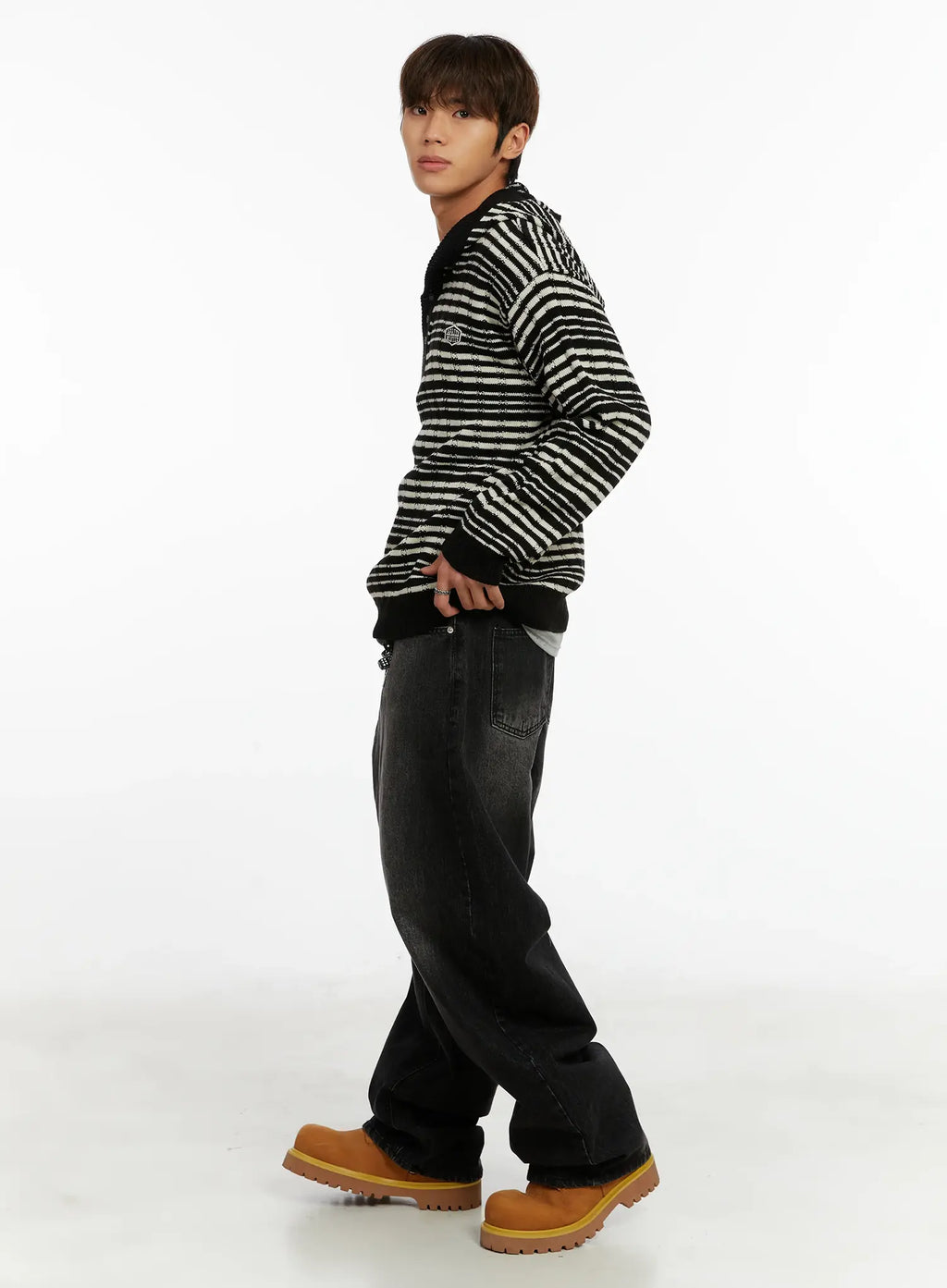 Men's Black Washed Baggy Jeans ID524