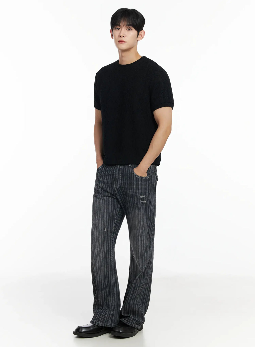 Men's Striped Wide-Leg Jeans IF516