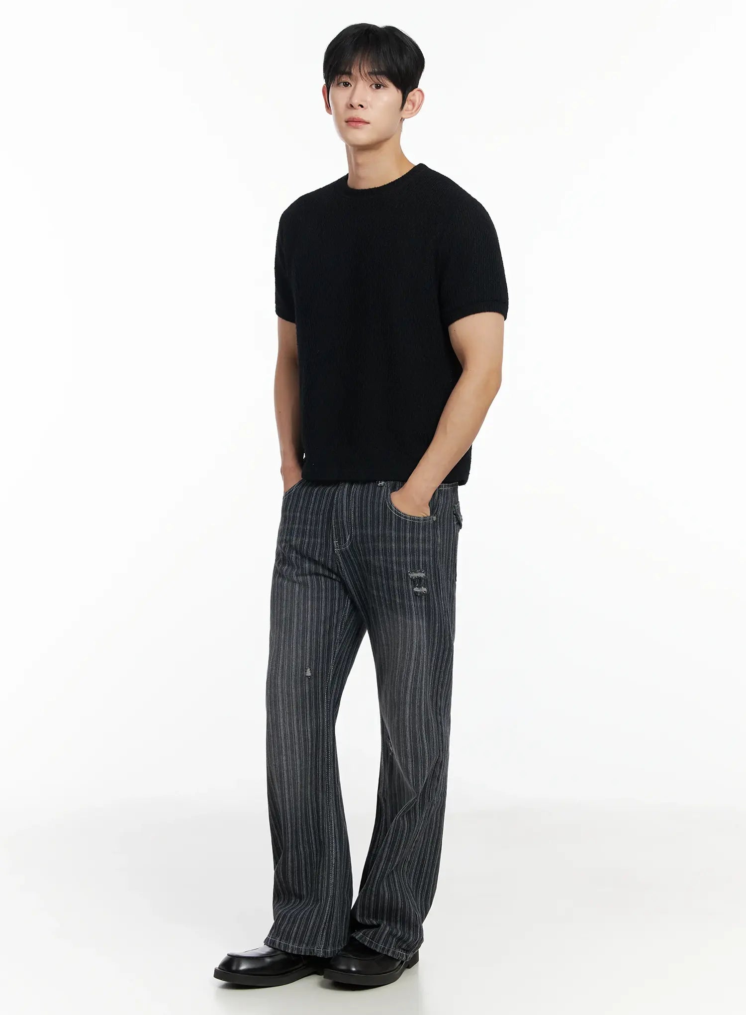 Men's Striped Wide-Leg Jeans IF516