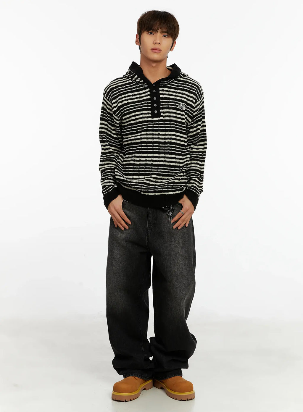 Men's Black Washed Baggy Jeans ID524